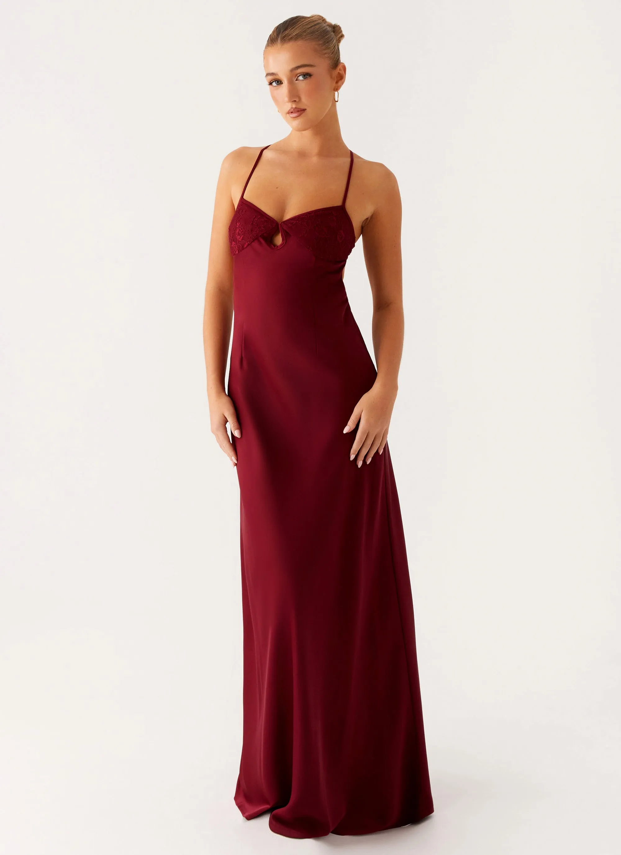 Matte-finish Casual weekend dress Joanie Maxi Dress - Maroon