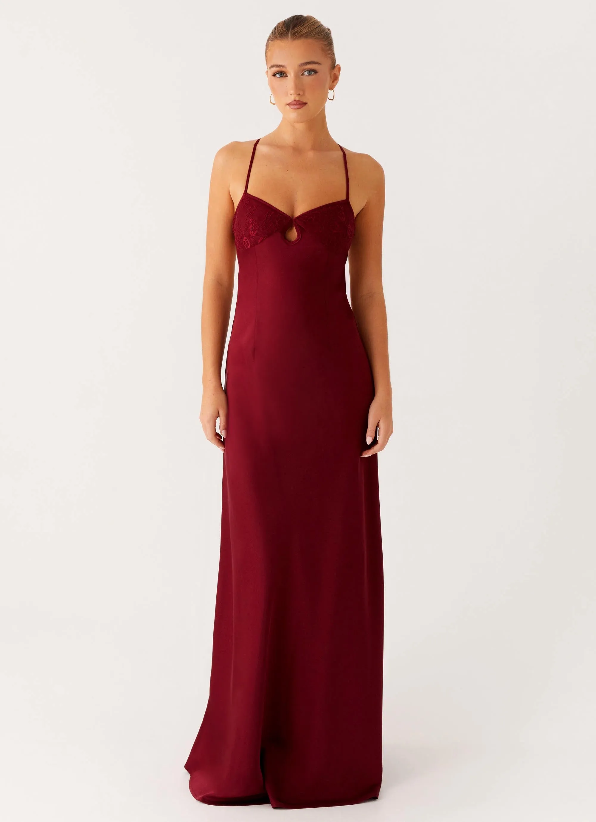 Joanie Maxi Dress - Maroon Linen Love Sophisticated Wear