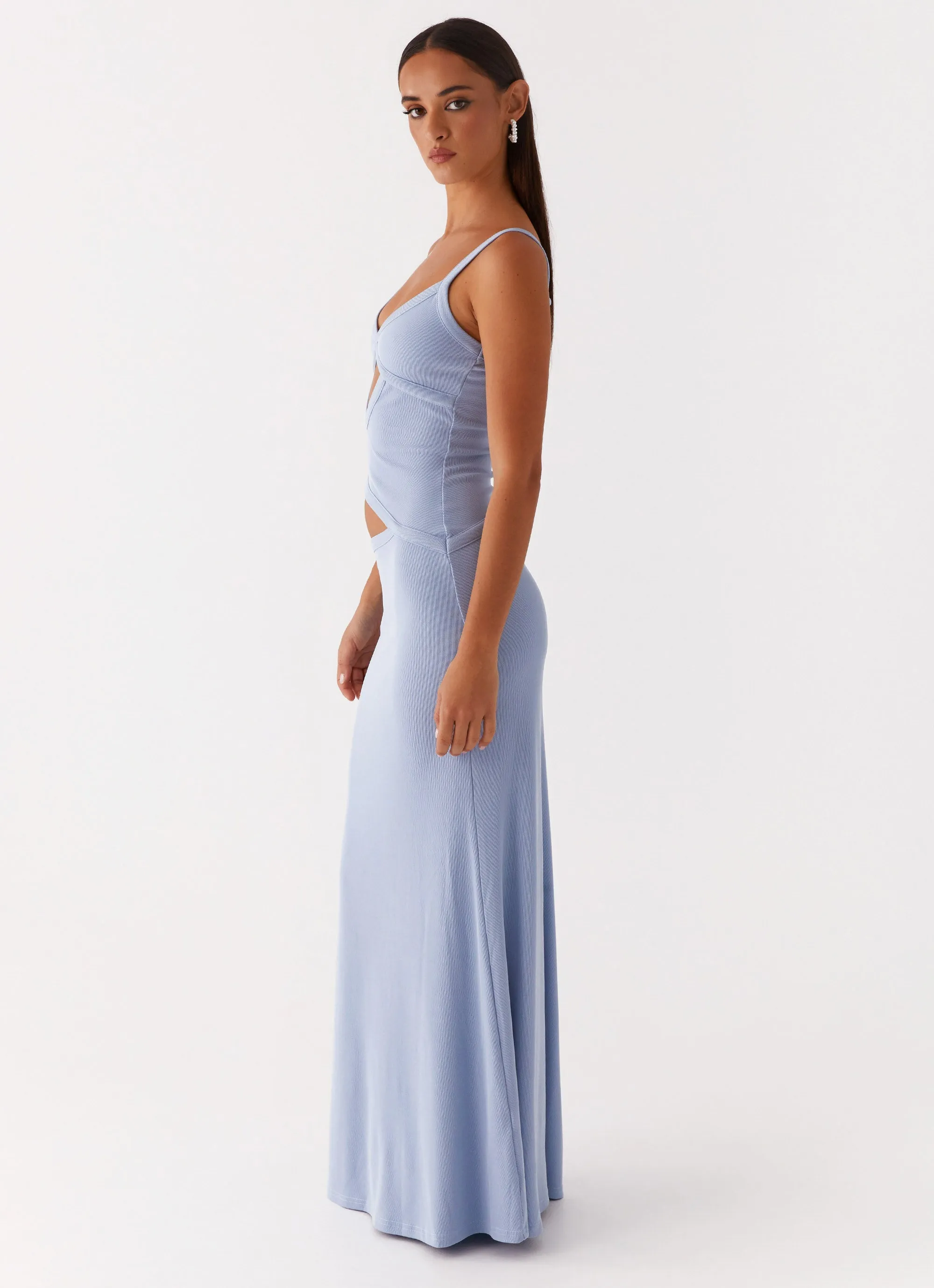 Smooth Detail Contrast-Lining Jocelyn Maxi Dress - Blue