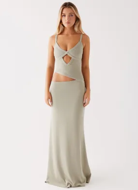 Lace-Trim Modern Motion Jocelyn Maxi Dress - Sage