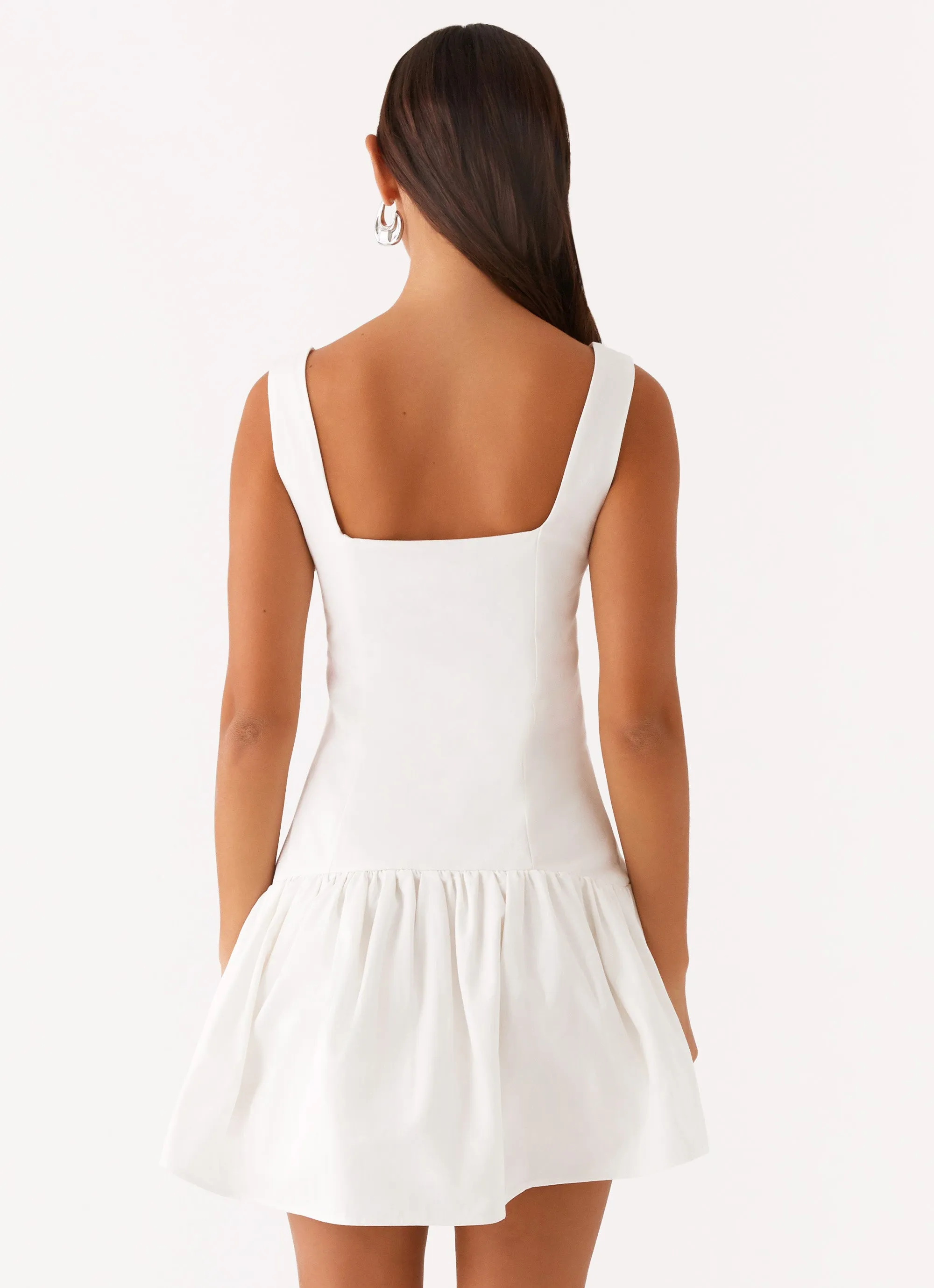 Durable Hem Back Slit Jolene Mini Dress - White