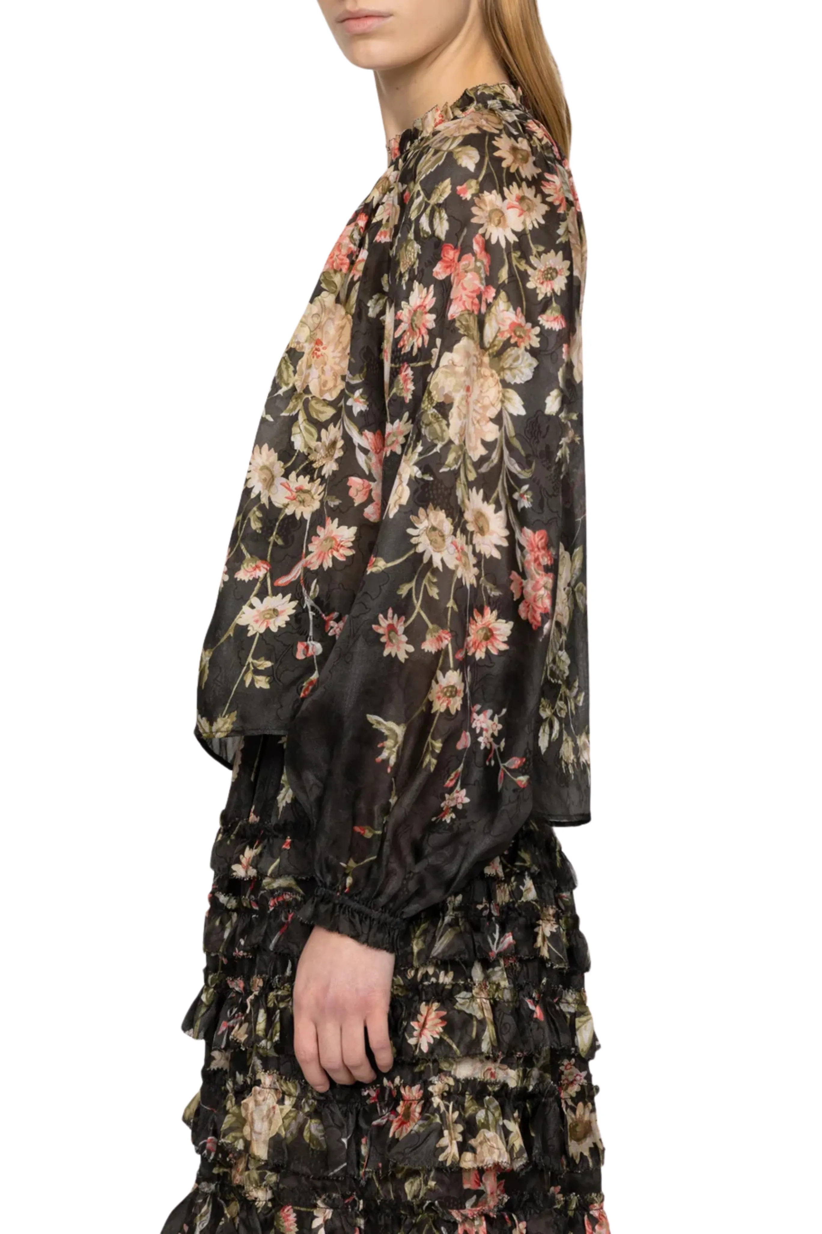 Cozy Cardigan Smooth Seam Transition Jolie Print Long Sleeve Top