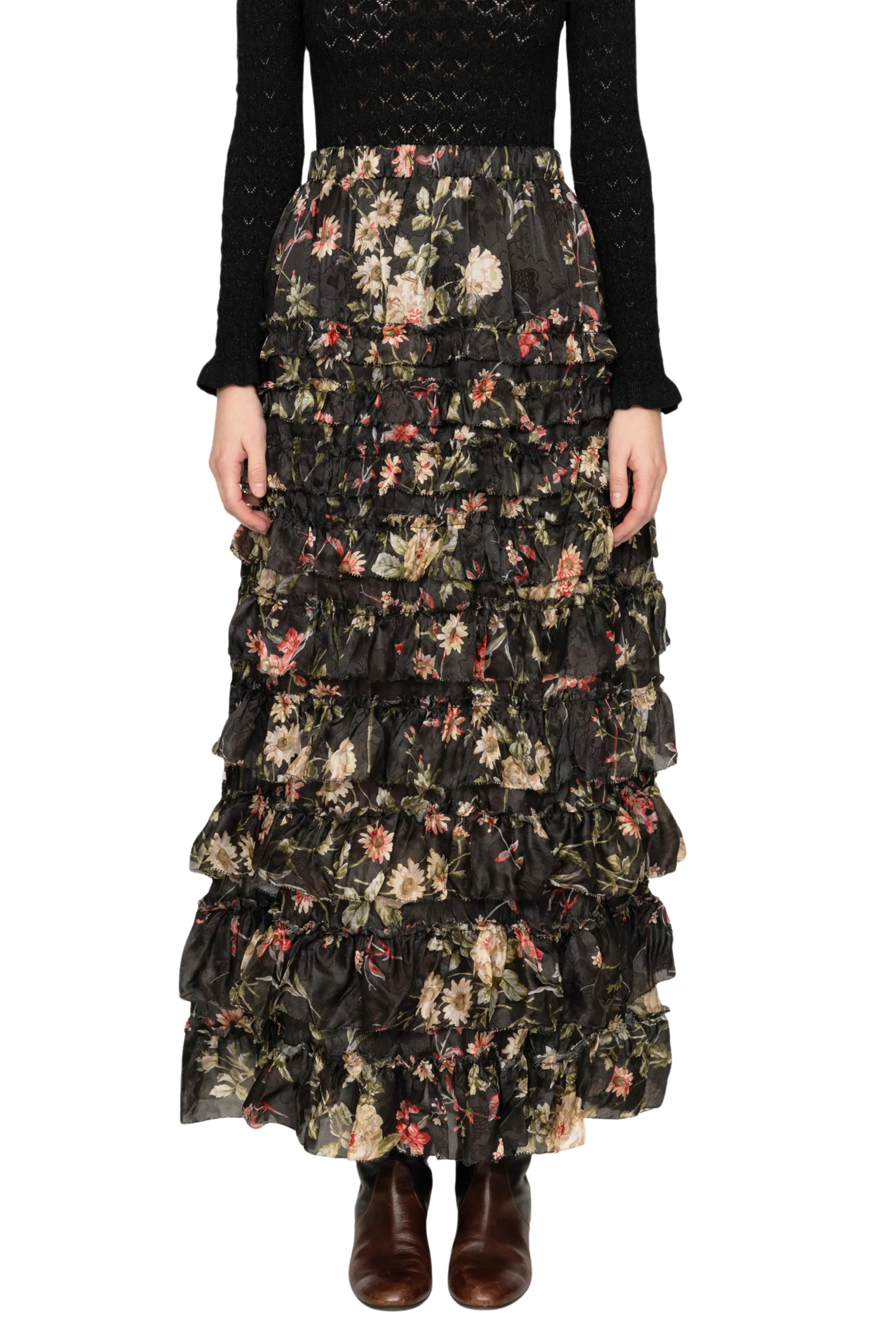 Jolie Print Midi Skirt Light Fabric