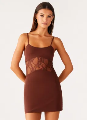 Jordanna Lace Mini Dress - Chocolate Bold Pattern