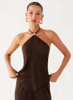 AntiMicrobialLining Jorjianna Halter Top - Chocolate