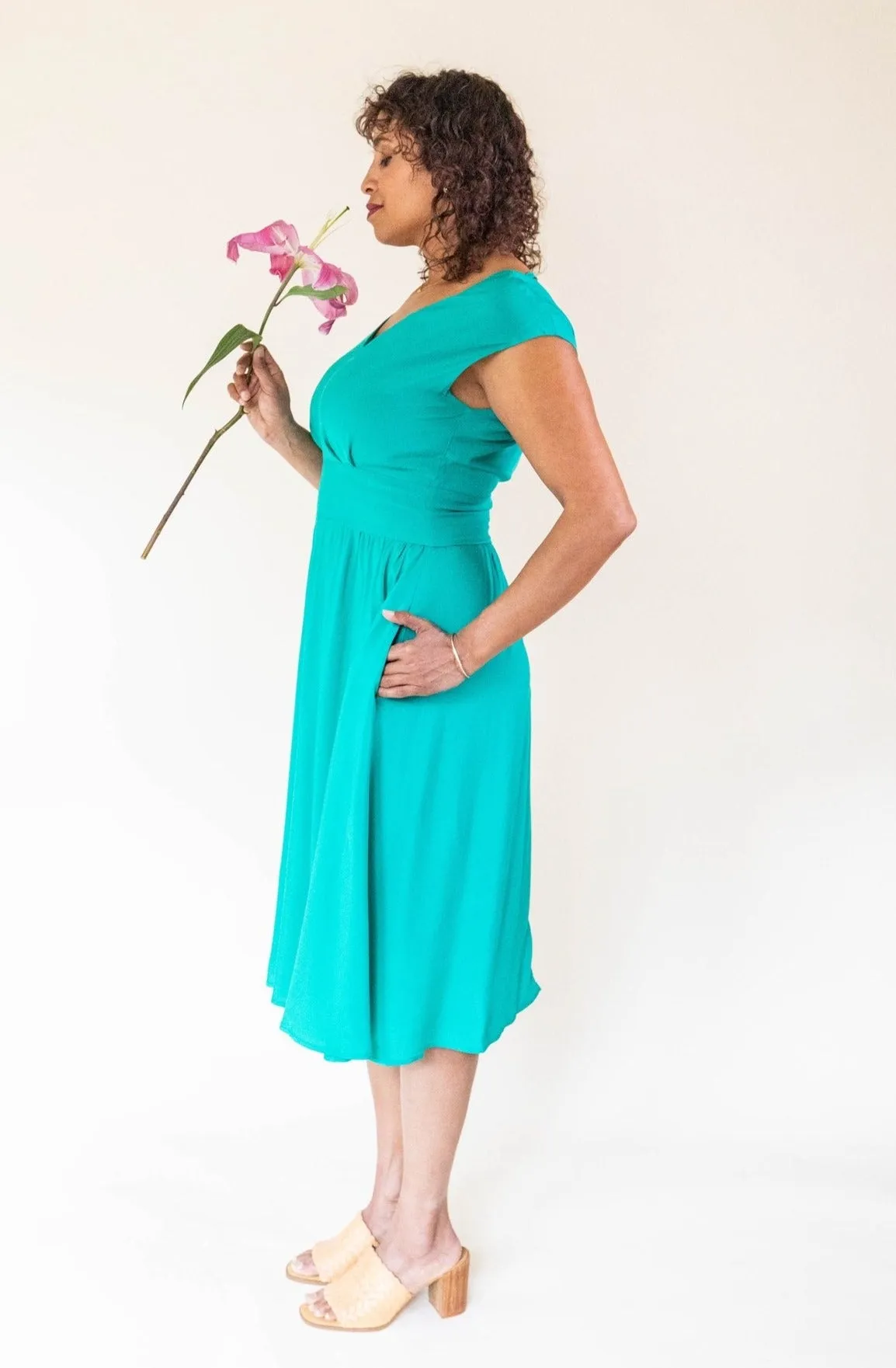 Joy dress in Teal Challis Harmonious Layers