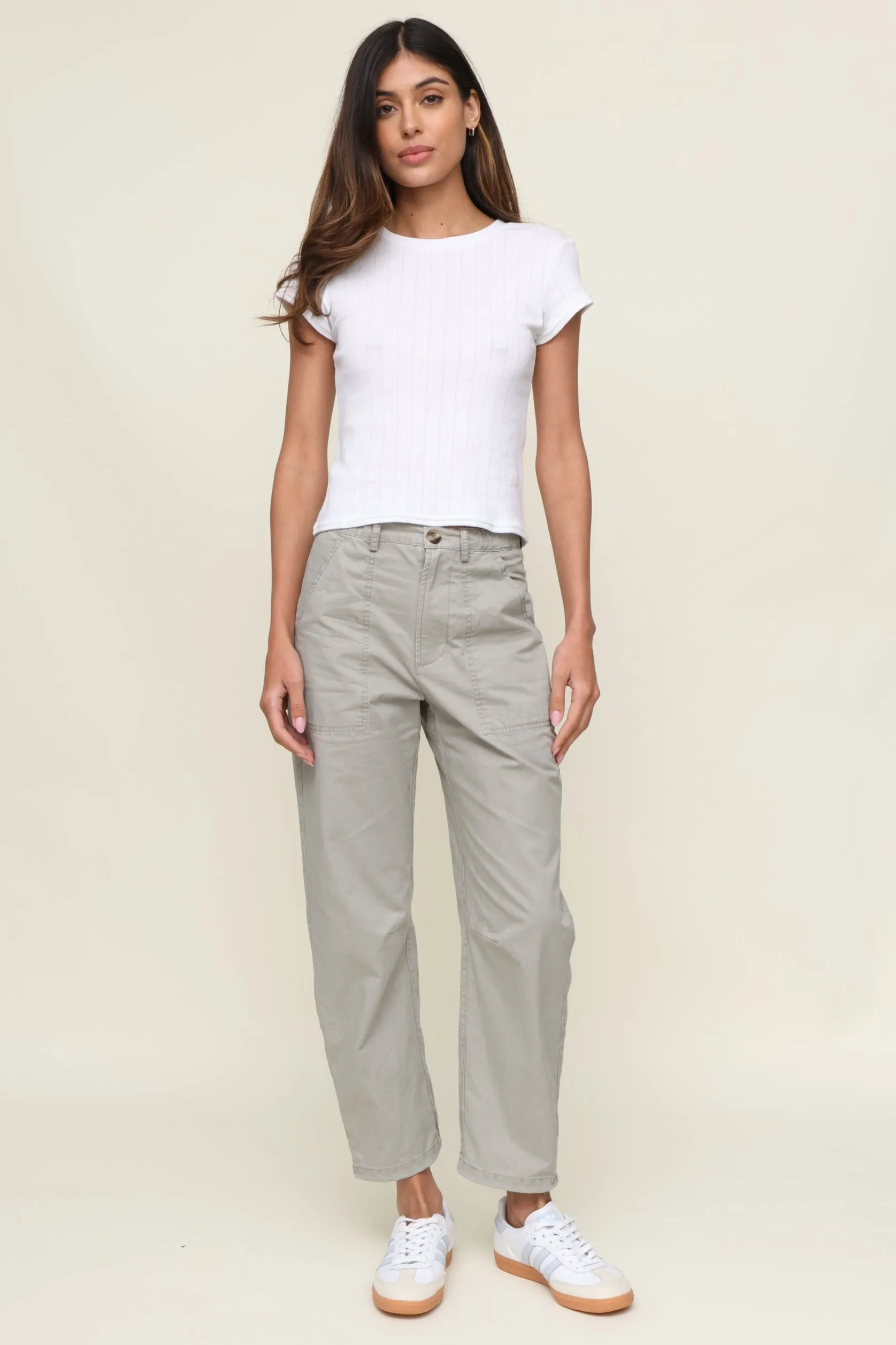 Jude Stripe Pointelle Baby Tee Fitted Shirt Structured Shoulder