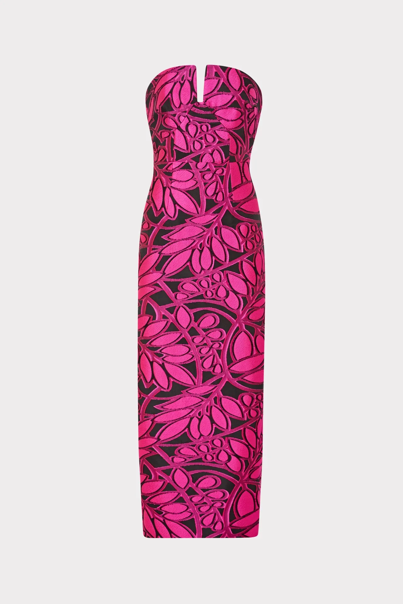 Judith Pink Palm Jacquard Dress Cool Elegance