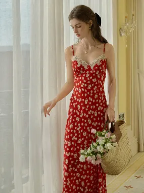 Breathable Feel Juliana Lace Patchwork V-neck Floral Suspender Dress