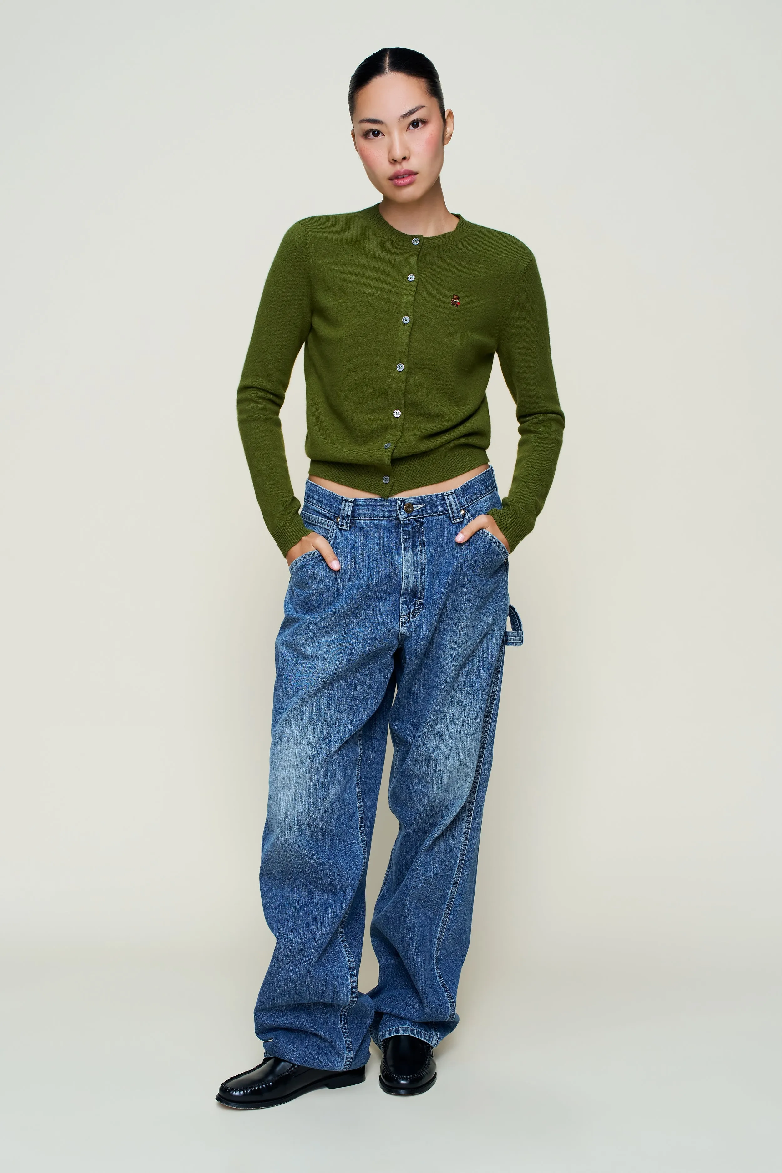 June Relaxed Wool Cardigan elastic waistband