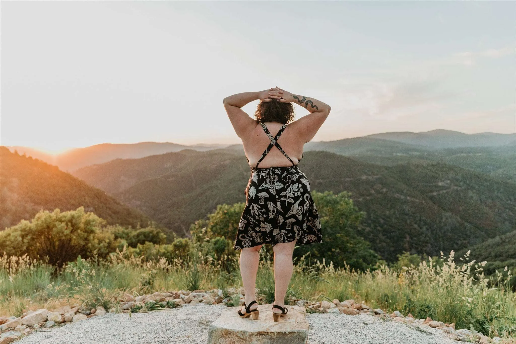 Chill Fit colorfast Juniper Dress in Black Woodland Wonder