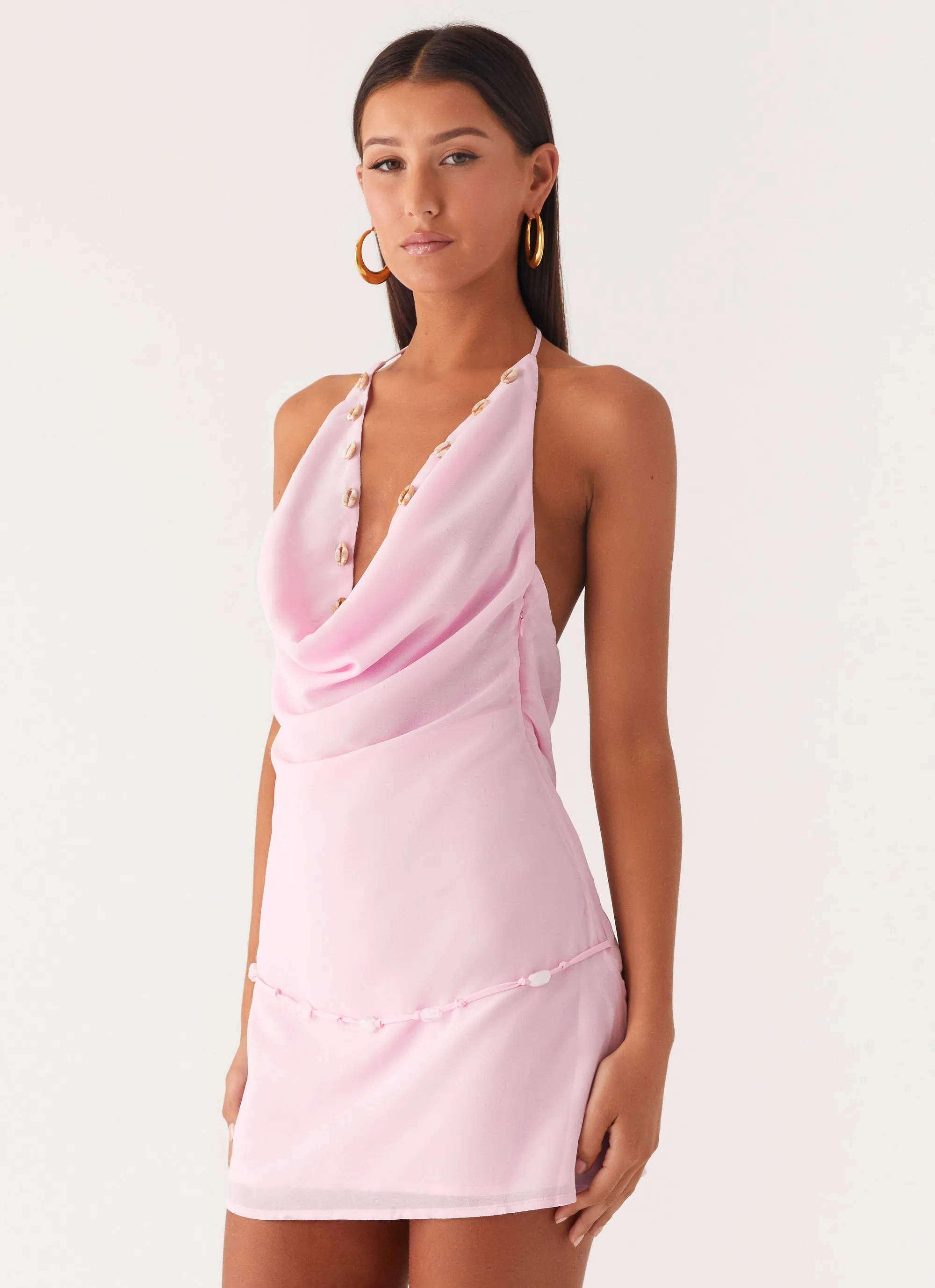 Sharp Detail Just for Love Mini Dress - Baby Pink