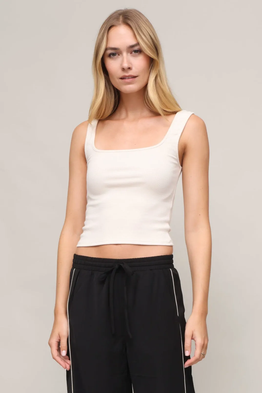Kaitlyn Lux Rib Binded Tank ContrastStitching