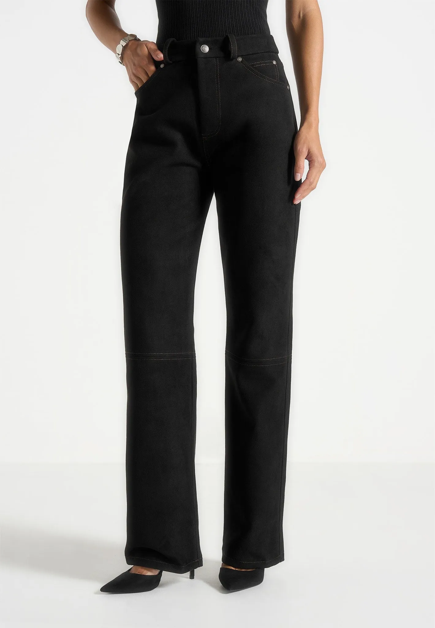 Slim Vintage Lover Neutral Base Kalie - Suede Boyfriend Jeans - Black