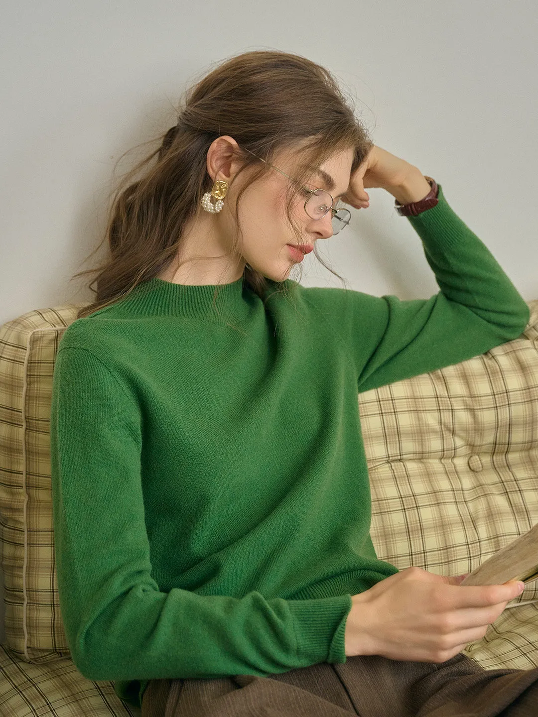 Breathable Lining Kamari Mock Neck 100% Wool Slim Fit Knit Sweater