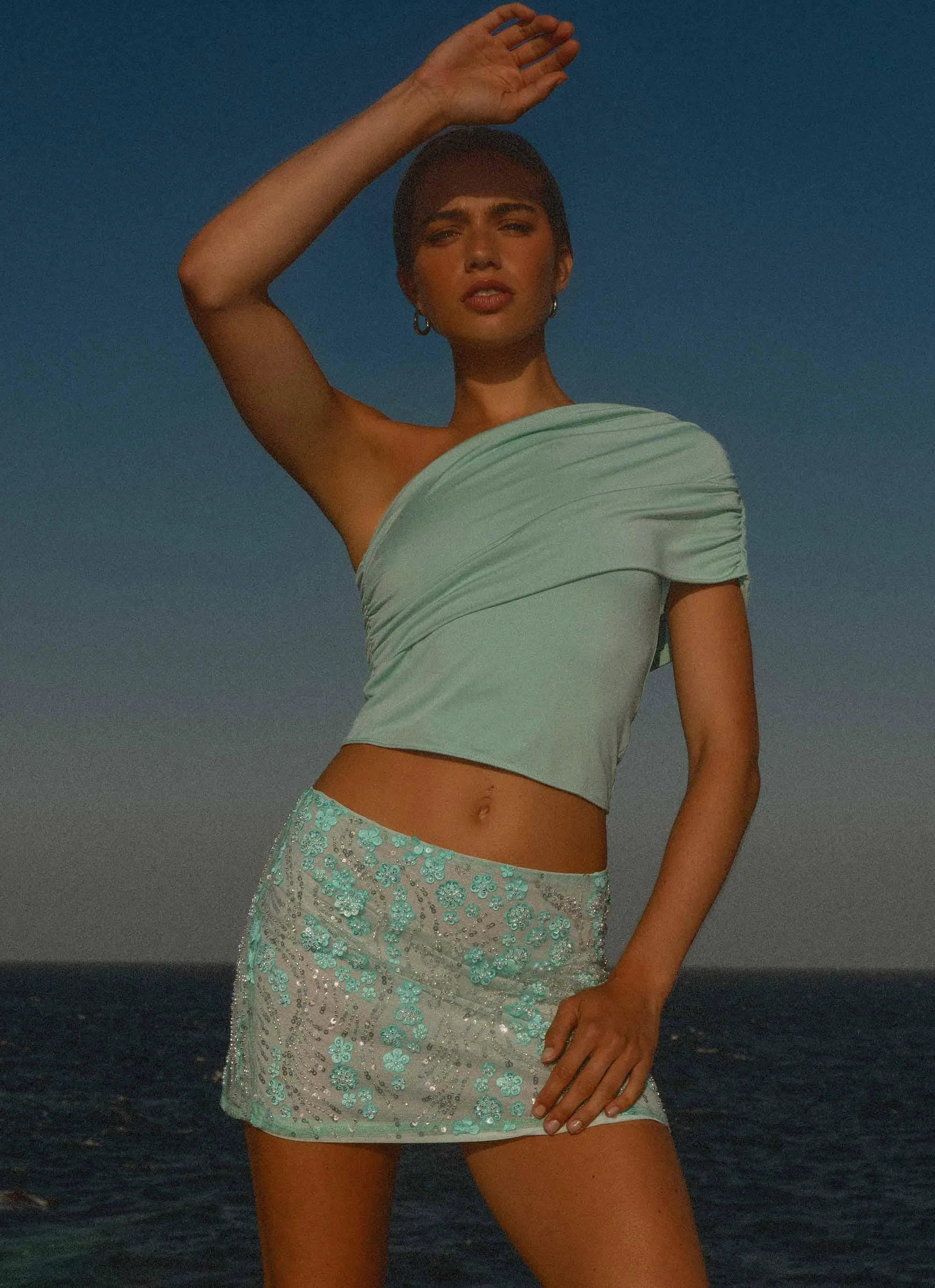 Kandi Mini Skirt - Mint Mid Rise