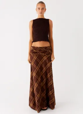 Karolina Maxi Skirt - Plaid Dance Practice Flexible Waistband