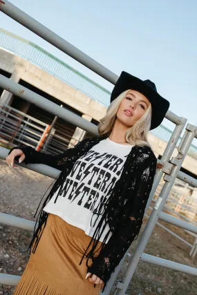 Anti Fade Technology Elegant Cut Kash Fringe Lace Crop Jacket