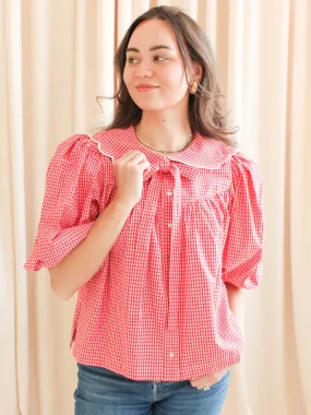 AntiPilling Technology UV Protection Katherine Scalloped Blouse - Red