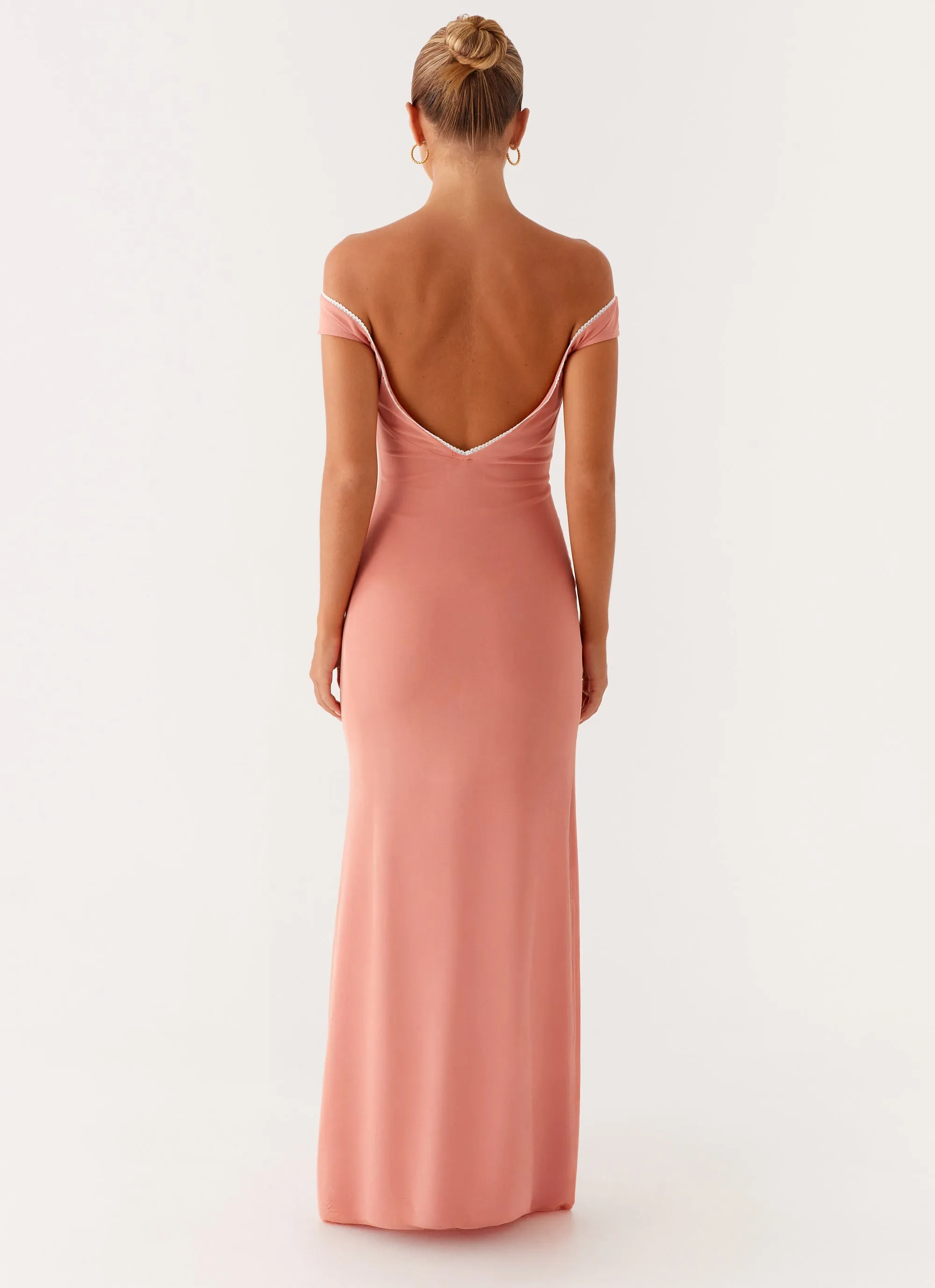 Retro Mood Shiny Zip Katiya Maxi Dress - Peach