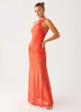 Kavala Maxi Dress - Coral Coffee Break