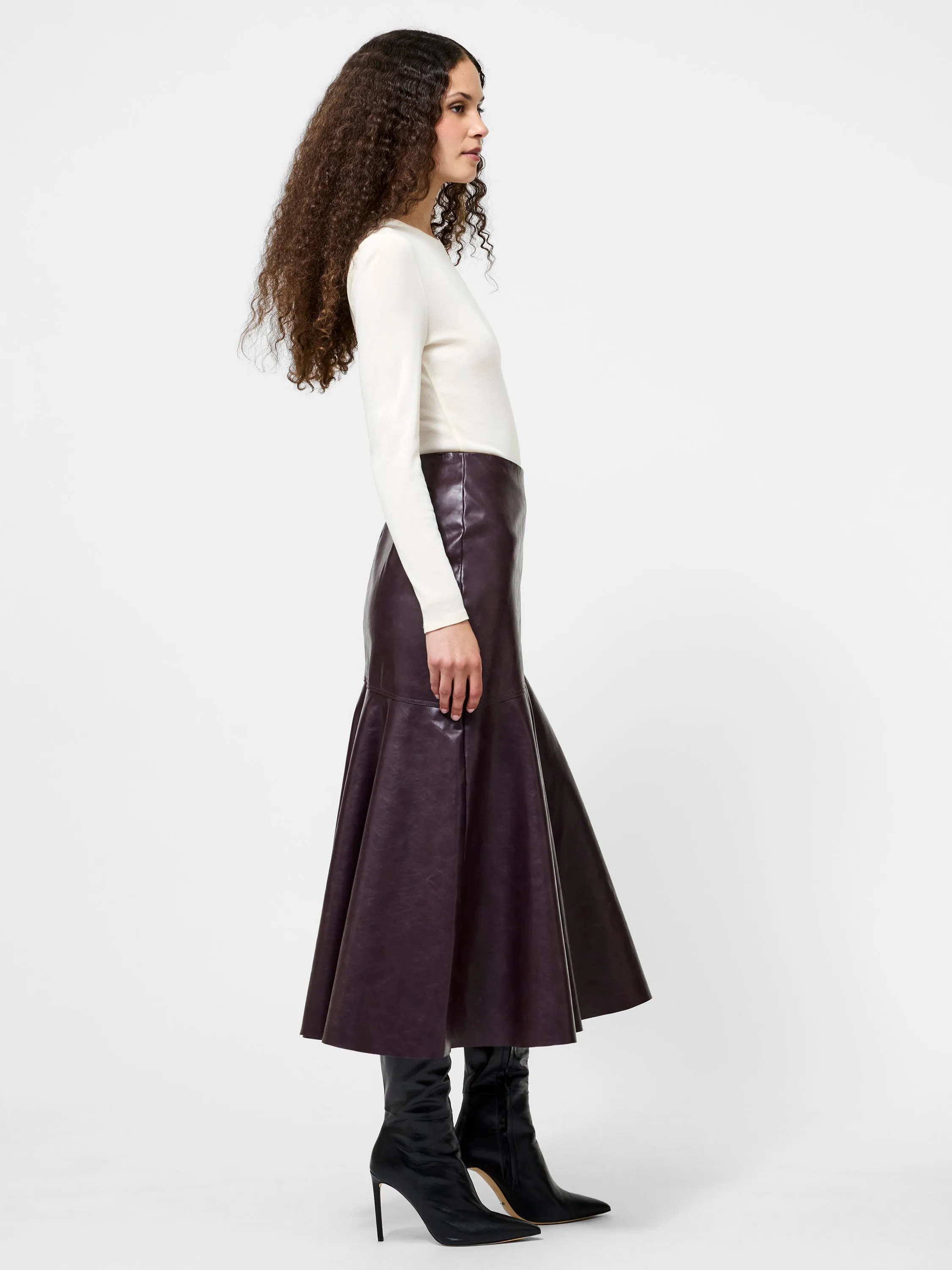 Vibe Ready Kayleigh Vegan Leather Midi Skirt
