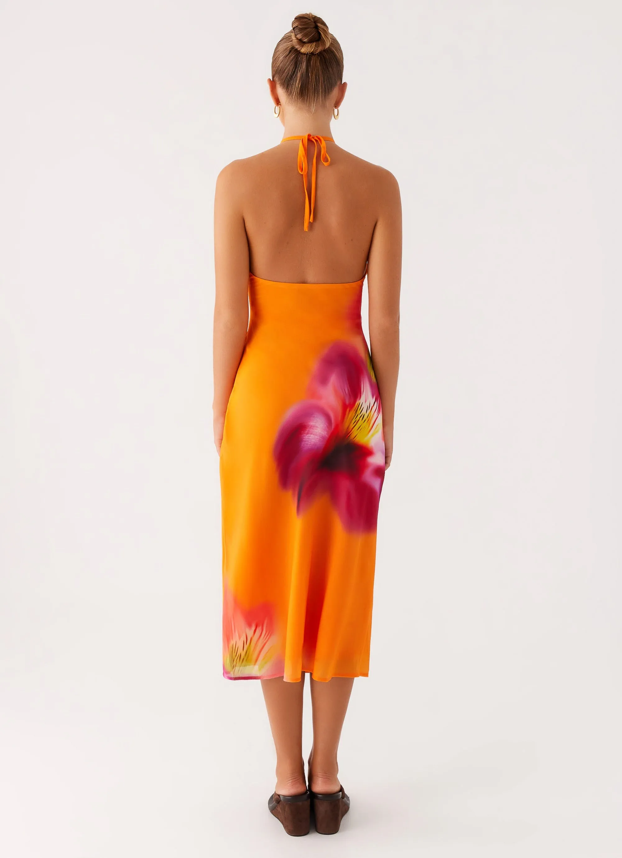 Fashion-Forward Kea Midi Dress - Orange Tropical