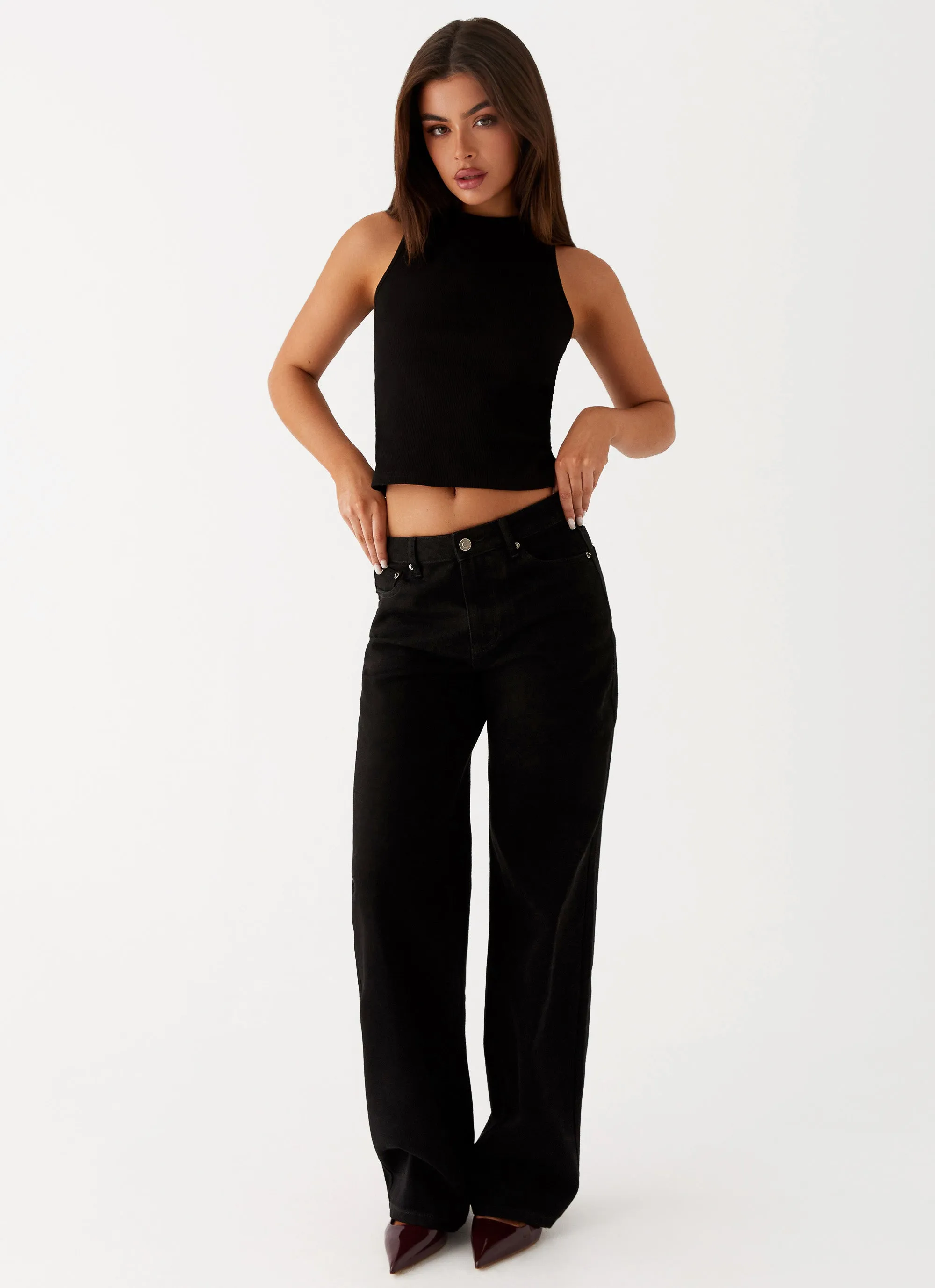 Keanna Low Rise Denim Jeans - Black Travel Ready