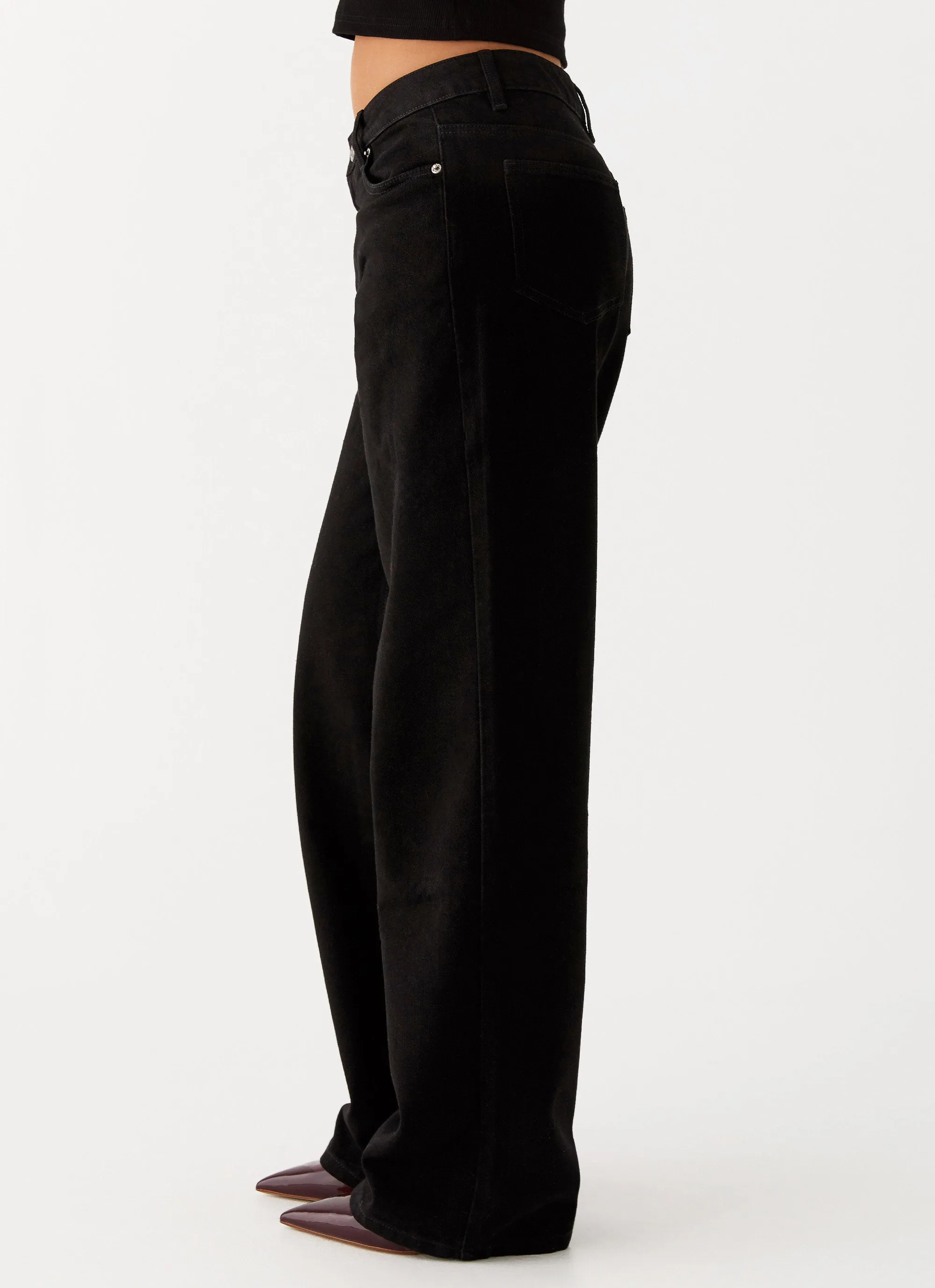 Low Bulk Design Keanna Low Rise Denim Jeans - Black