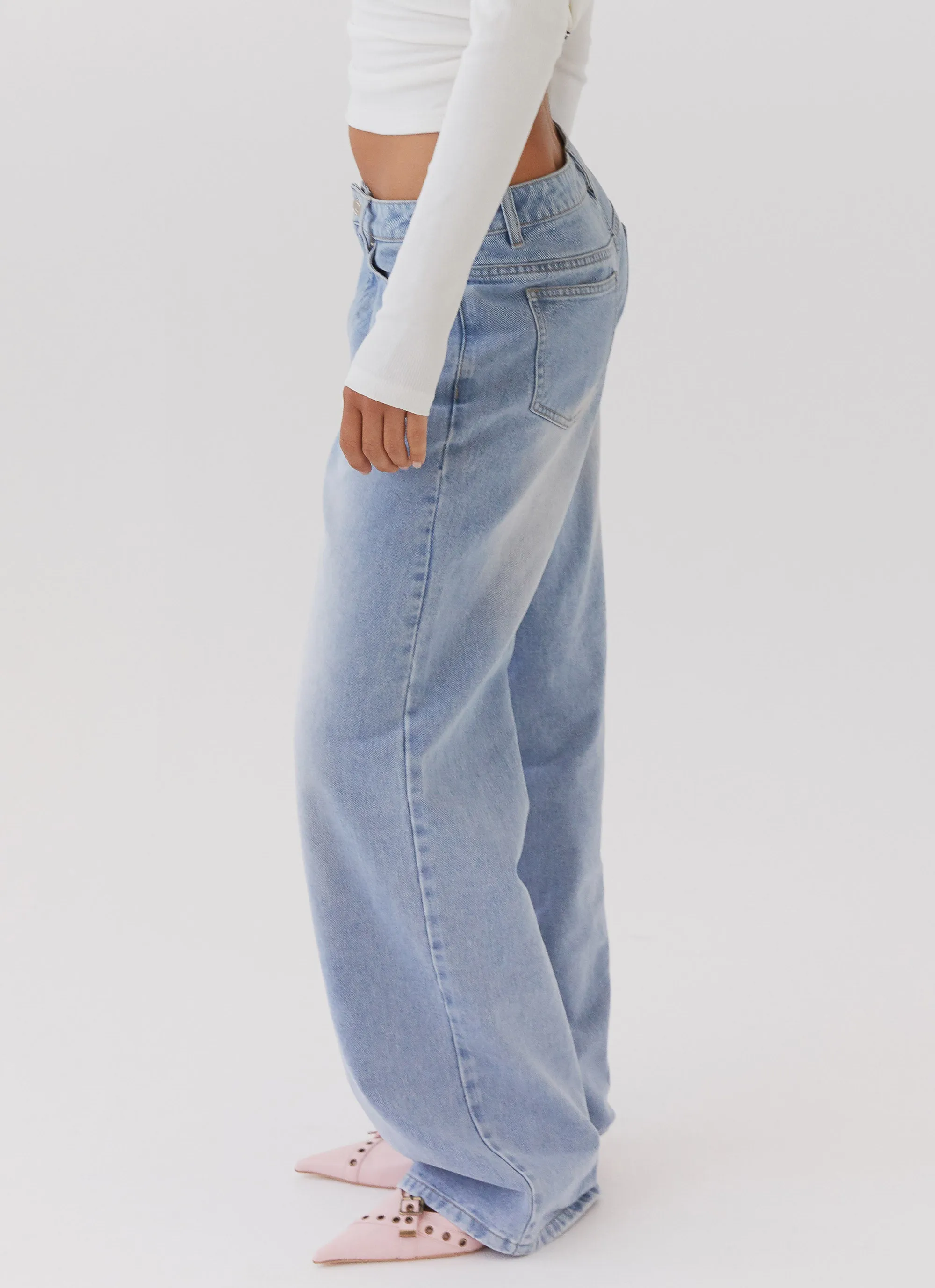 Keanna Low Rise Denim Jeans - Light Blue Stretch Classic Gym Ready High Rise