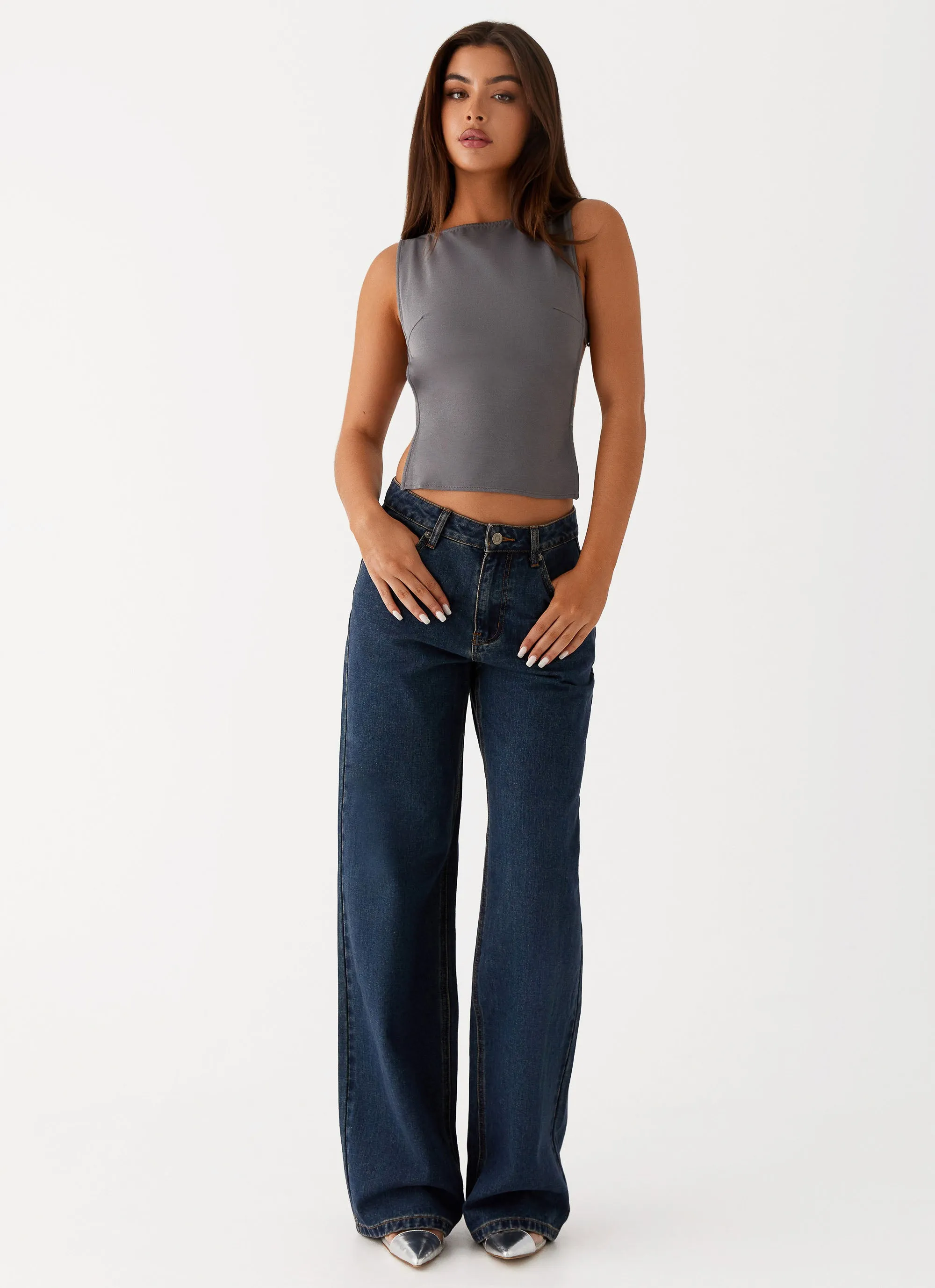 Keanna Low Rise Denim Jeans - Washed Denim Sunny Vibes Rainy Day Shopping Day Light Wear