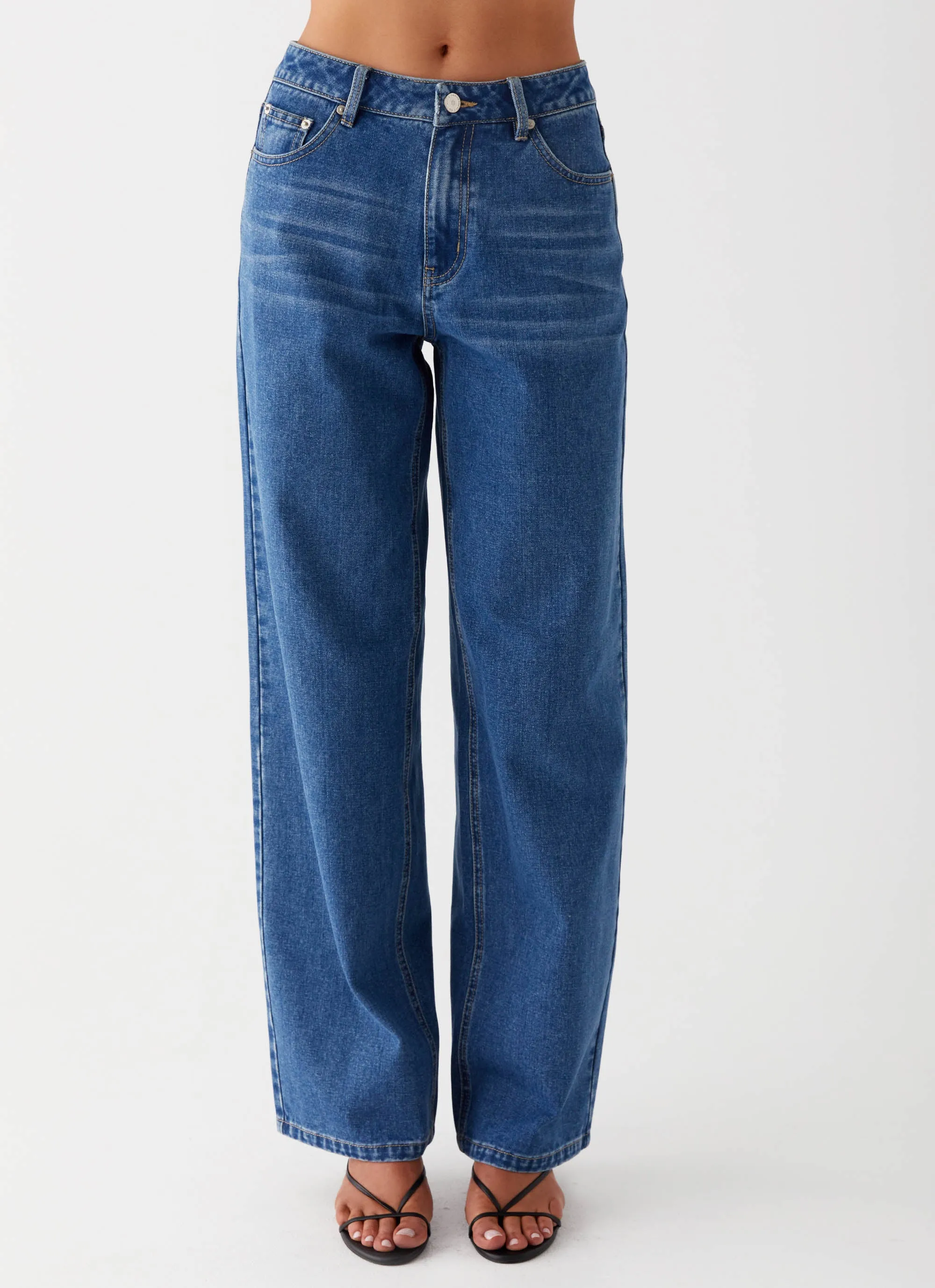 Keanna Low Rise Jeans - Indigo Ventilated Mesh Lining