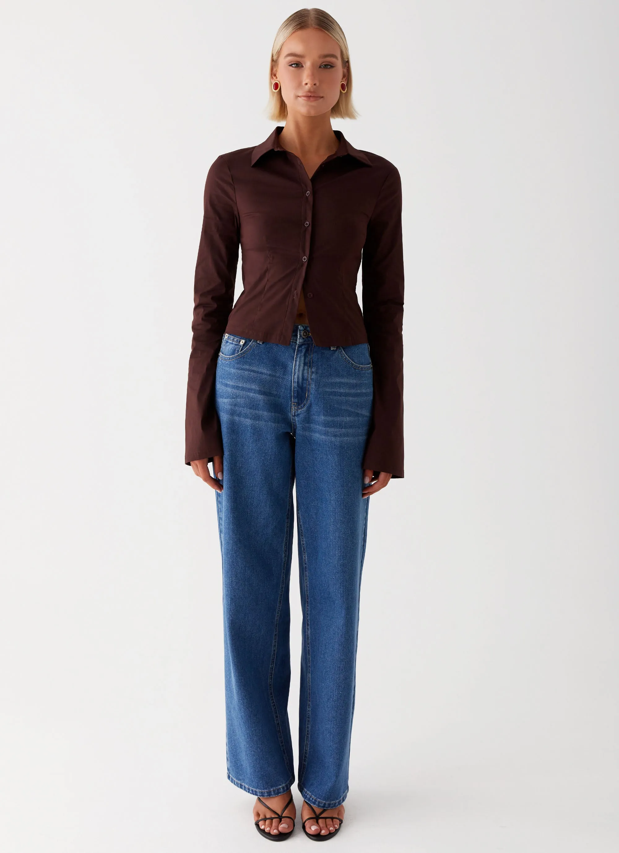 Keanna Low Rise Jeans - Indigo Relaxed Aesthetic Loose Textured Travel Outfit