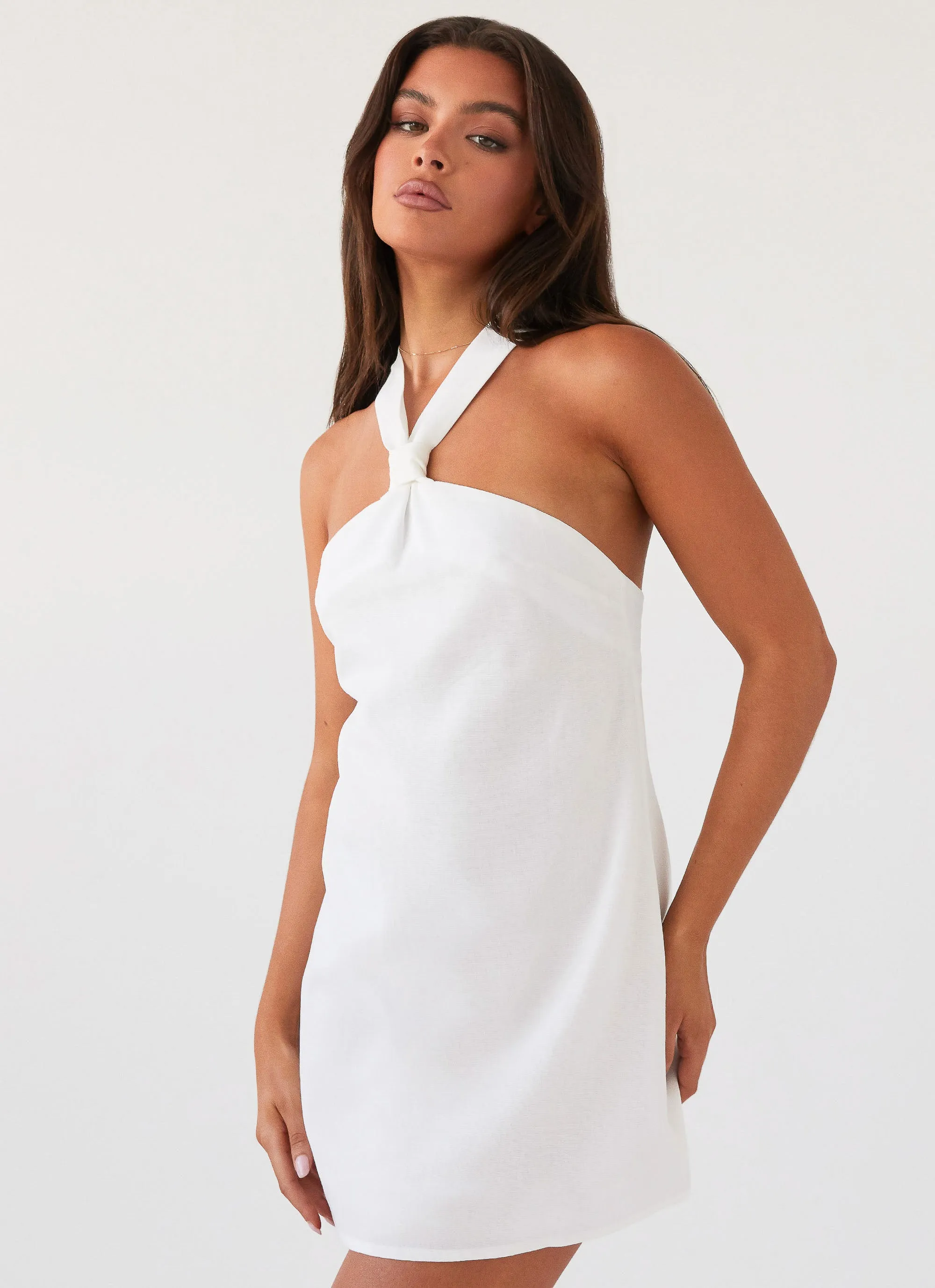 slim fit Keira Linen Mini Dress - White