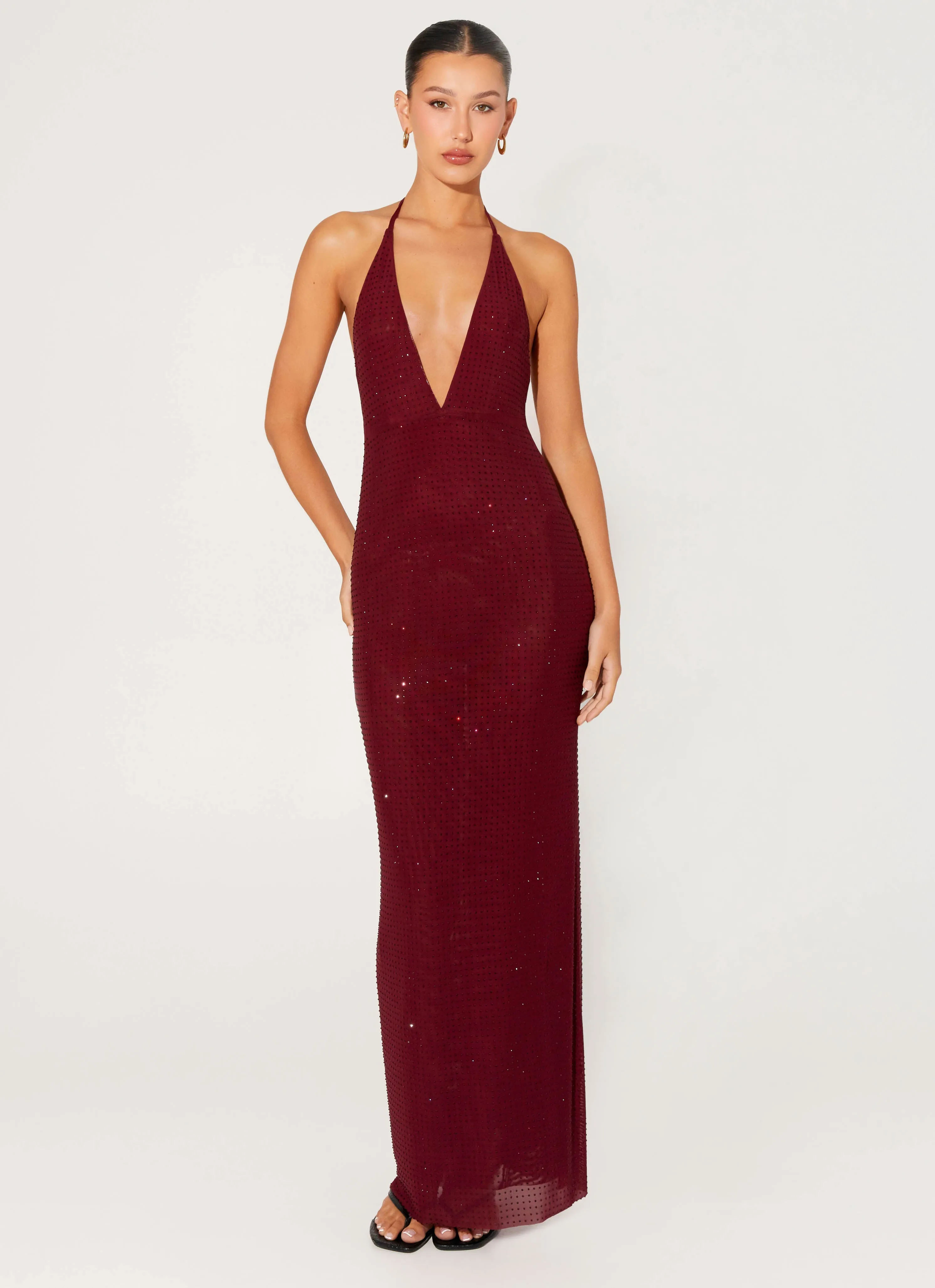 Keliese Beaded Maxi Dress - Burgundy Bright-Hue