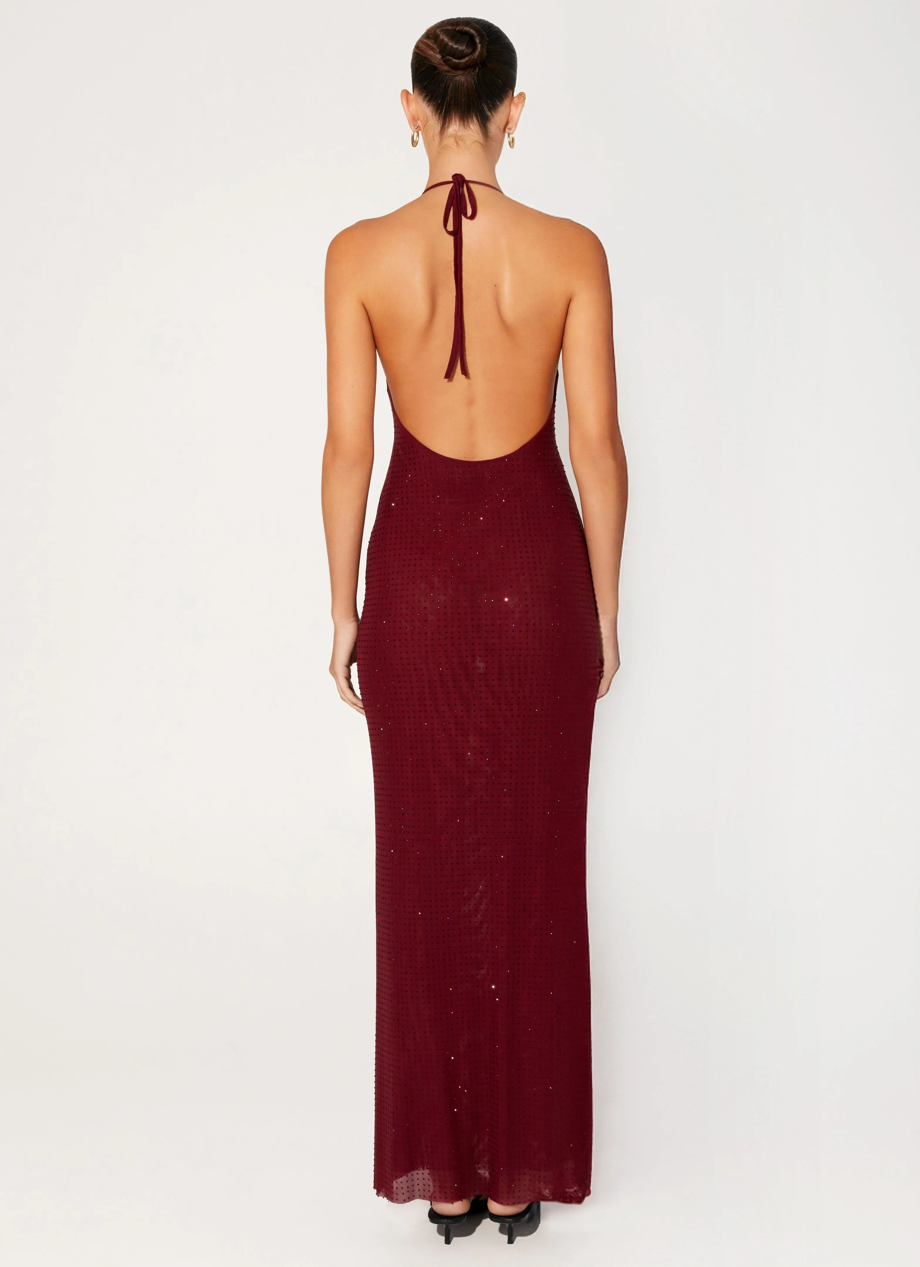 Dreamy Simplicity Lightweight Fit Keliese Beaded Maxi Dress - Burgundy