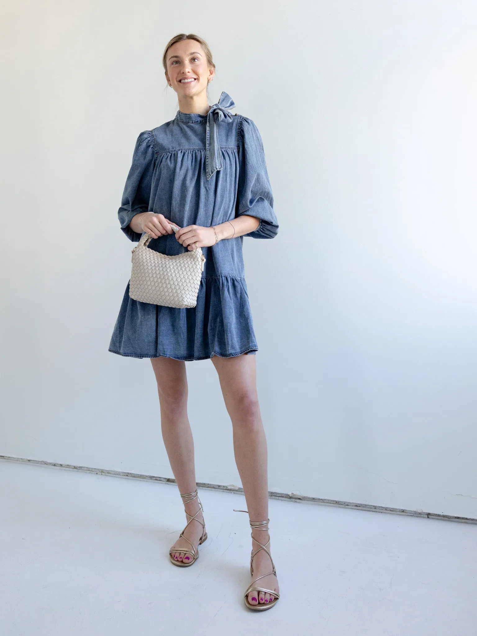 Kennedy Denim Mini Dress Thermal-Lined Relaxed Fit Look