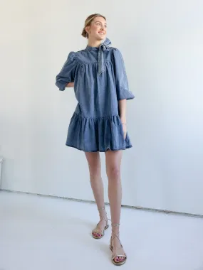 Kennedy Denim Mini Dress Comfy and Cozy Fashion Mix