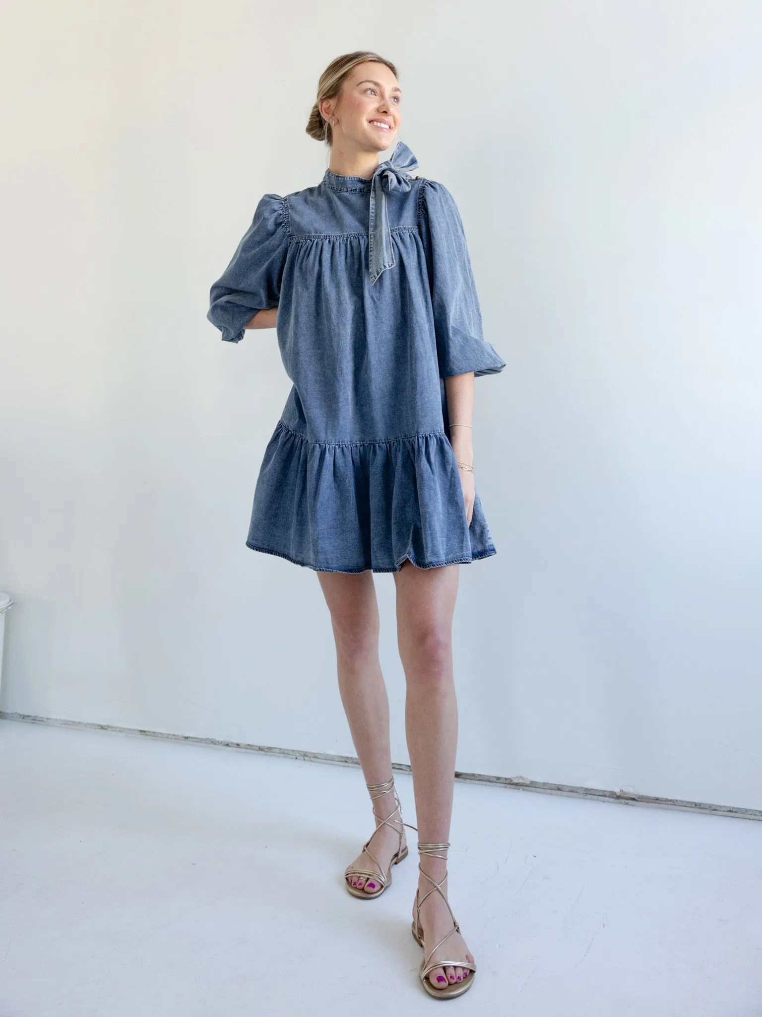 Kennedy Denim Mini Dress Comfy and Cozy Fashion Mix