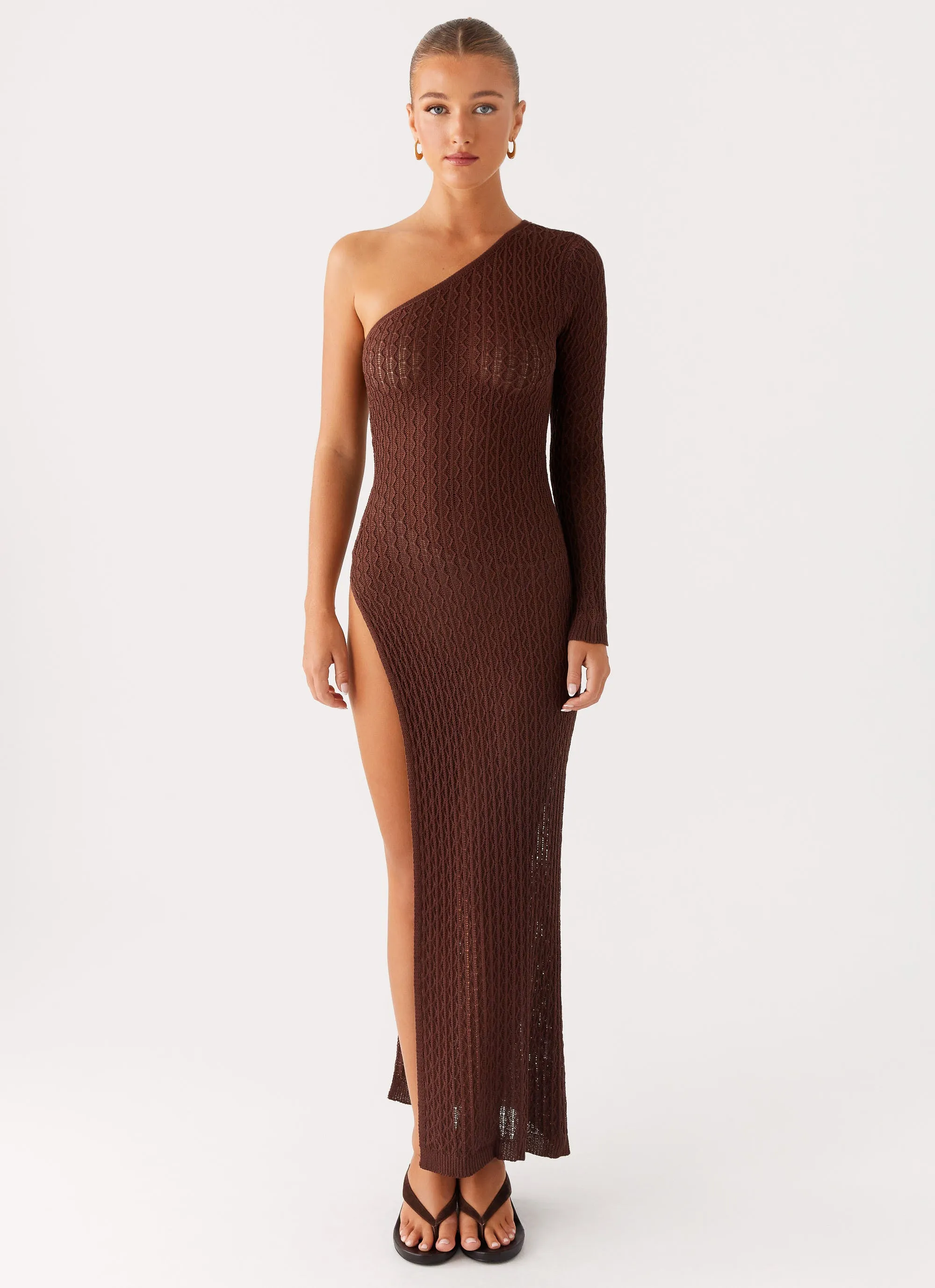 Trendy pick Clasp-Closure Kerri Knit Maxi Dress - Dark Chocolate