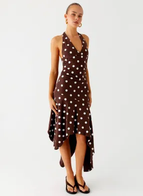 Stylish Appearance Keylani Halter Midi Dress - Chocolate
