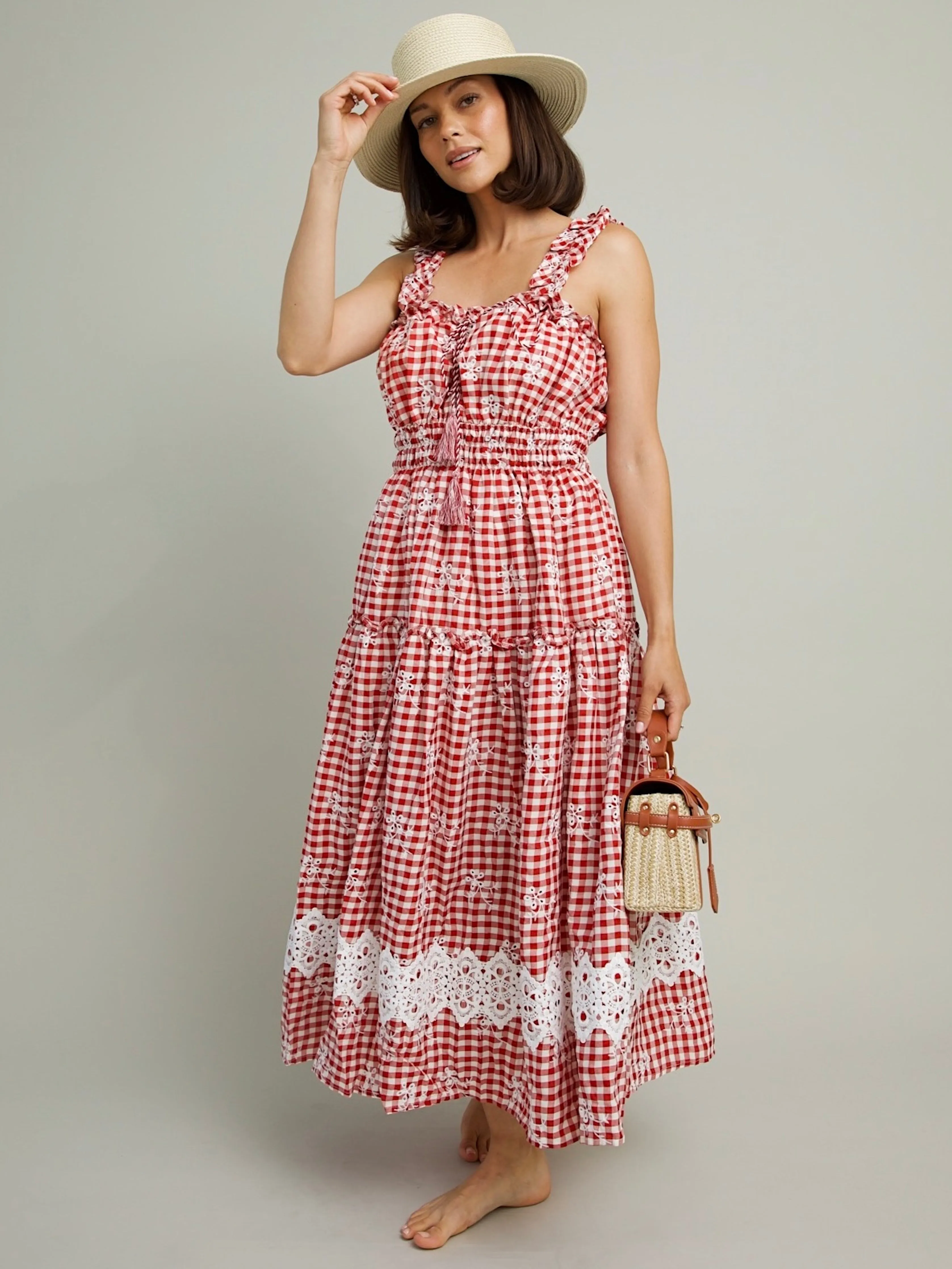 Flattering Silhouette Picnic Plaid Dress