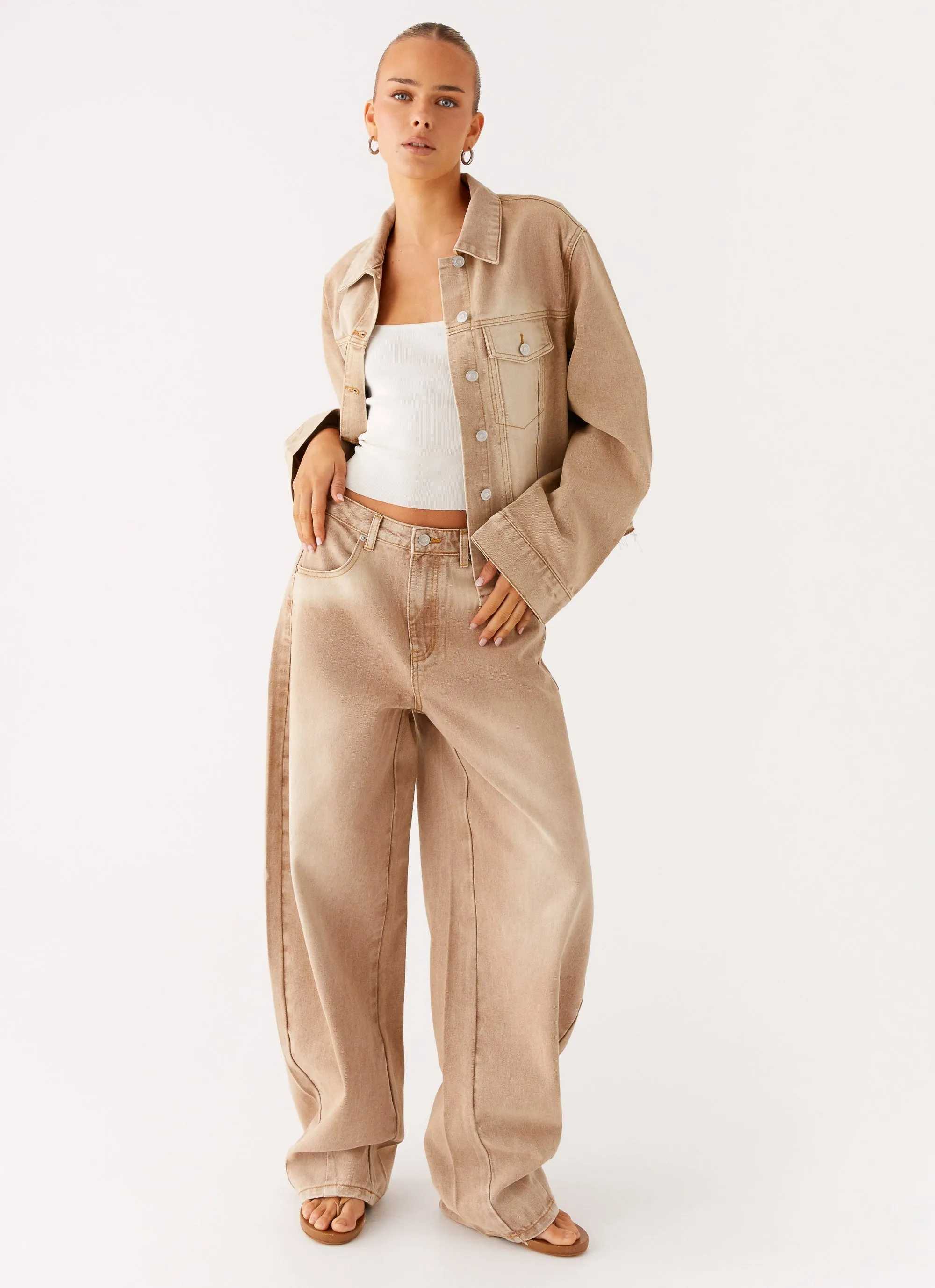 Khalil Denim Jacket - Tan leggings Odor Resistant Fabric