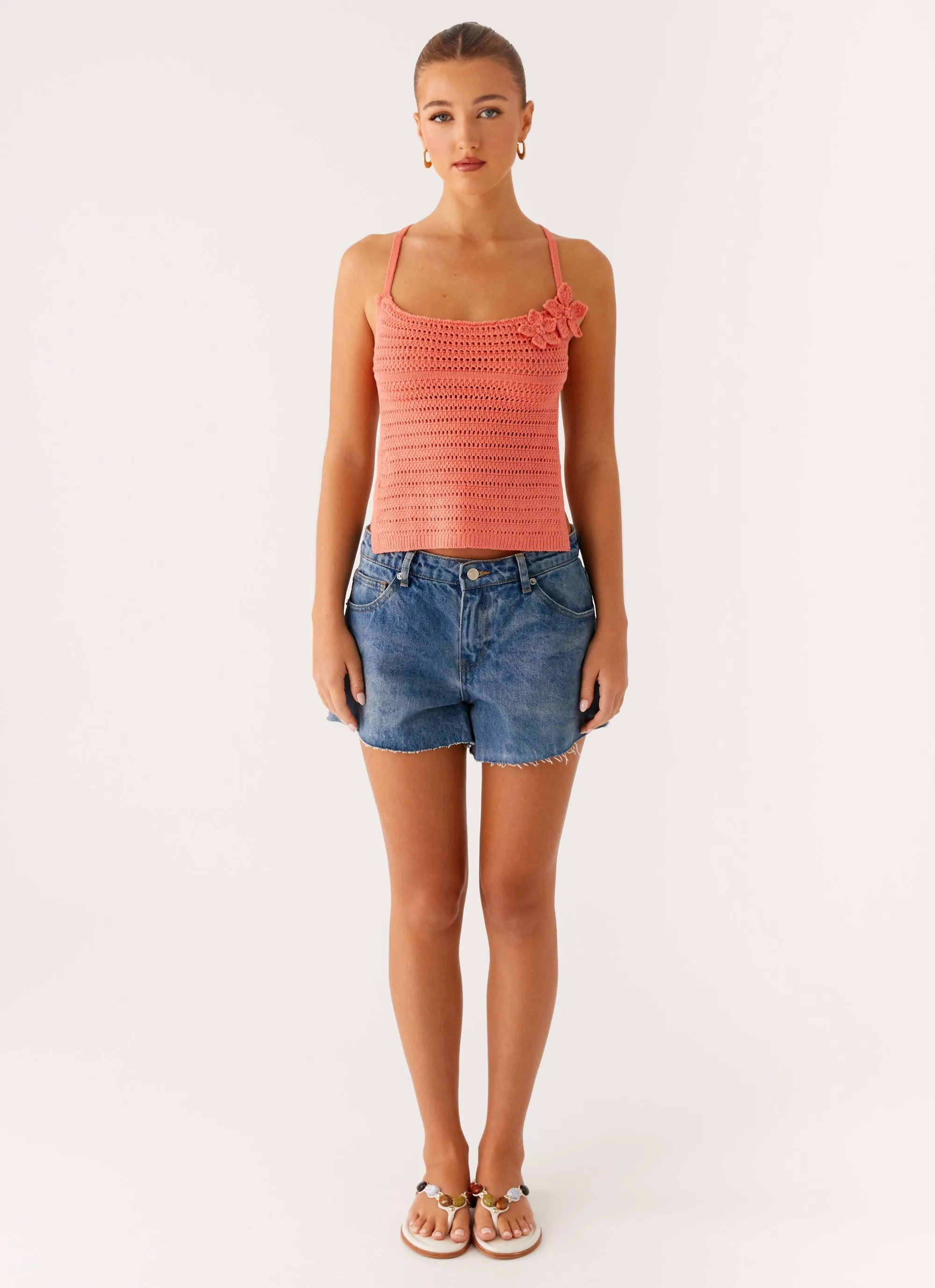 SleevelessOption Kia Cross Back Top - Coral