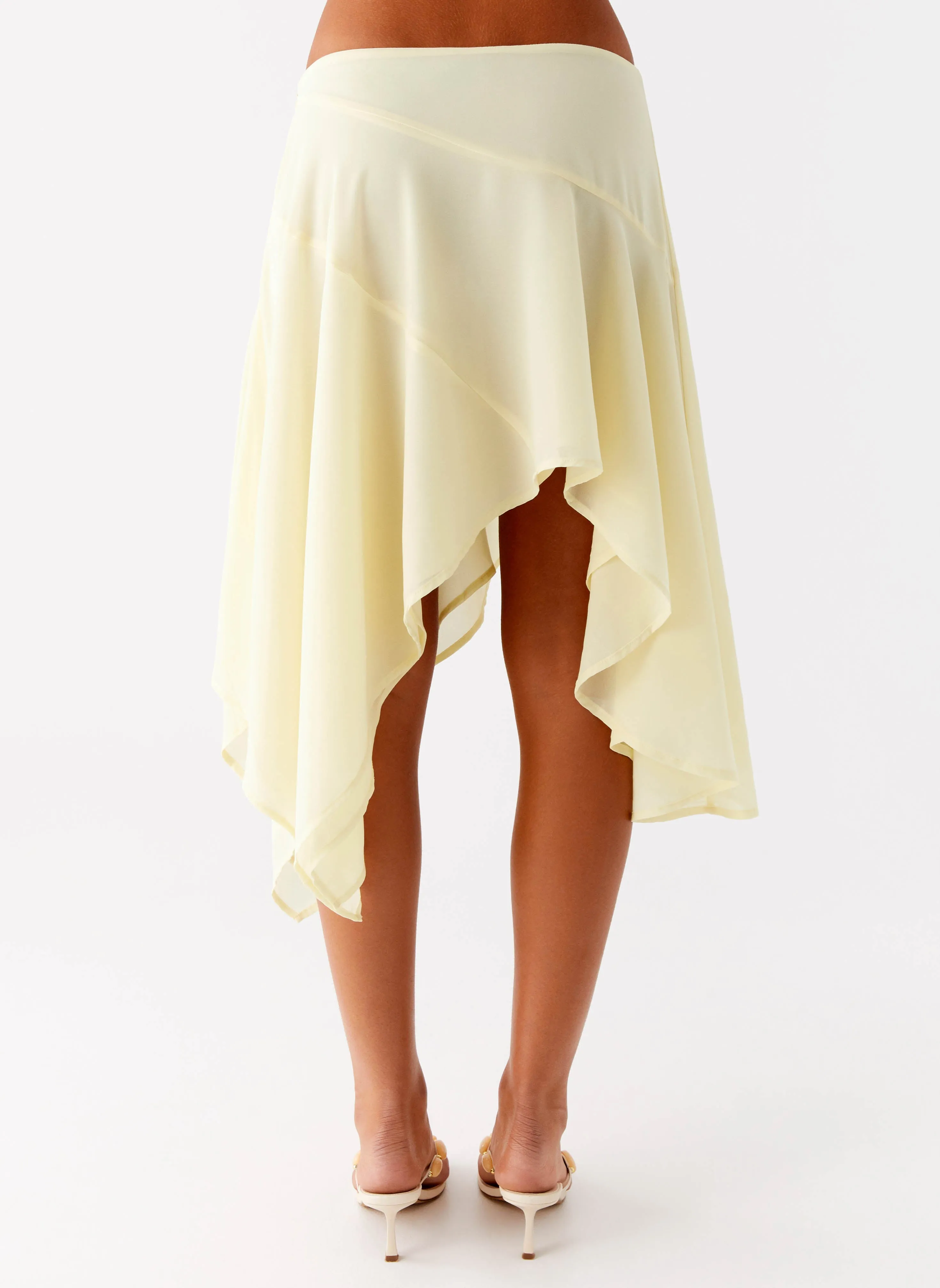 Kia Low Rise Asymmetrical Midi Skirt - Yellow All Day Comfort Wrinkle-Resistant