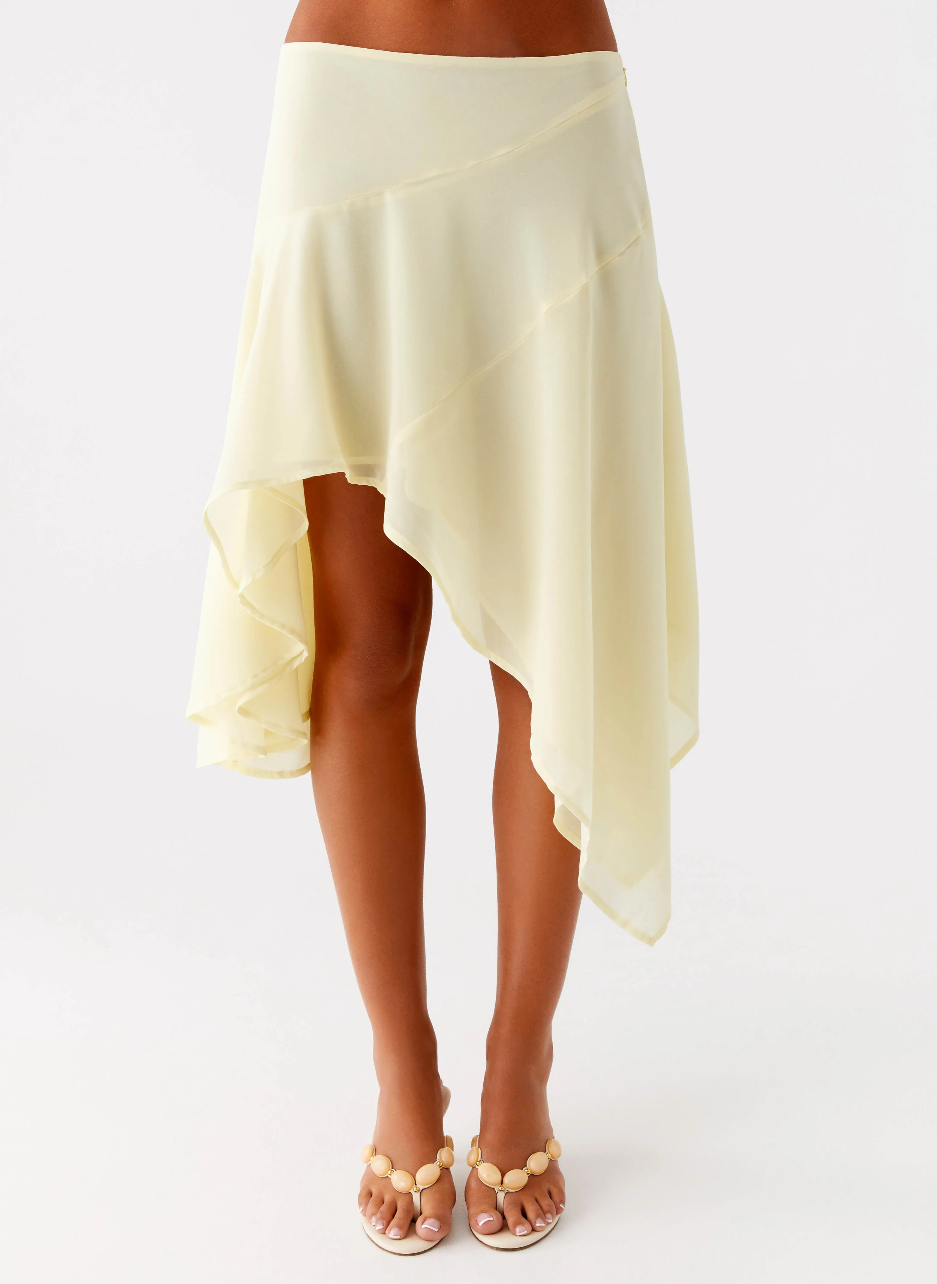 Kia Low Rise Asymmetrical Midi Skirt - Yellow Coordinated Set Refined Mood