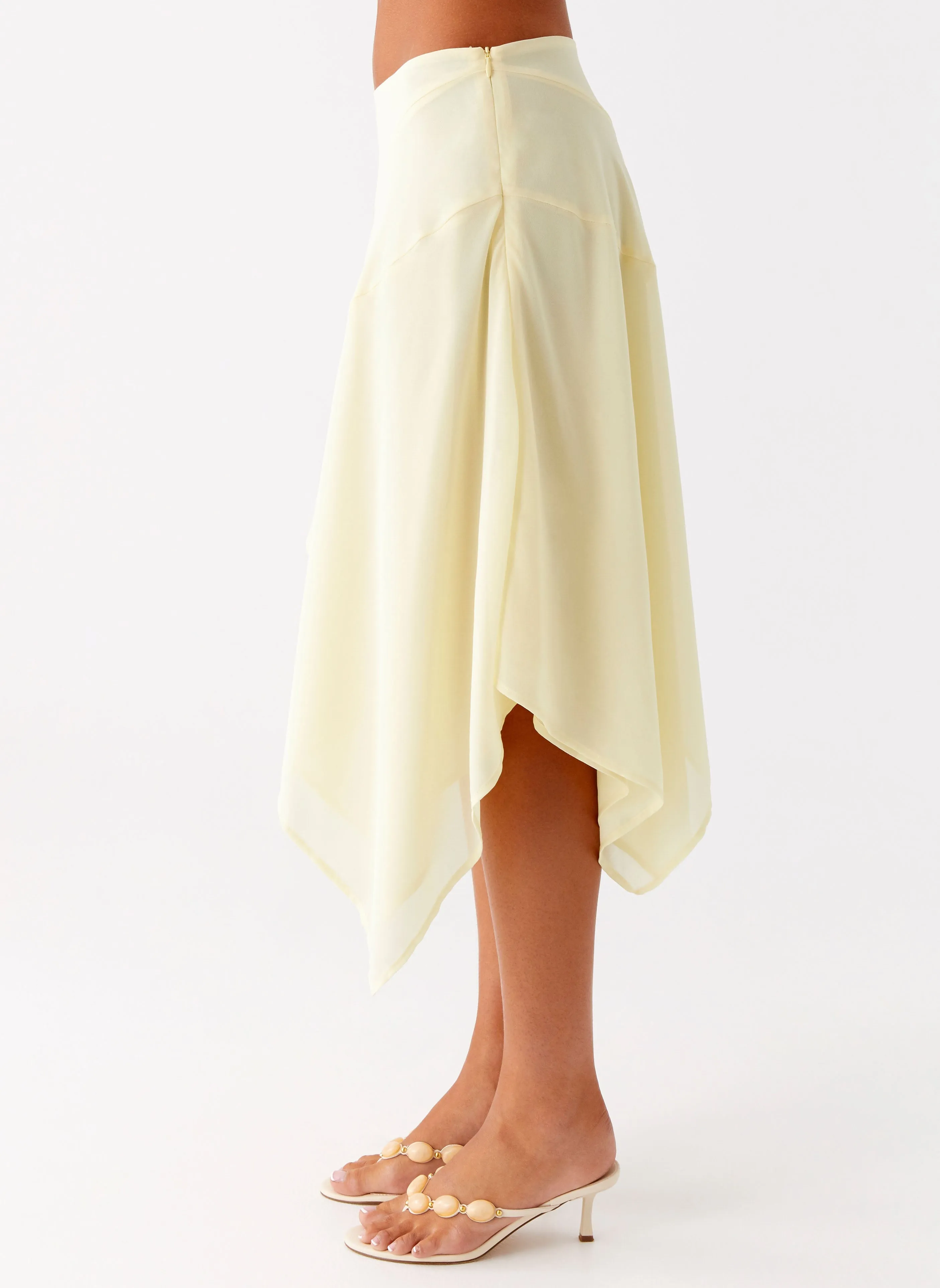 Kia Low Rise Asymmetrical Midi Skirt - Yellow Easy Layers