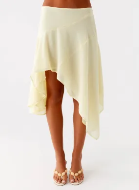 Kia Low Rise Asymmetrical Midi Skirt - Yellow Coordinated Set Refined Mood