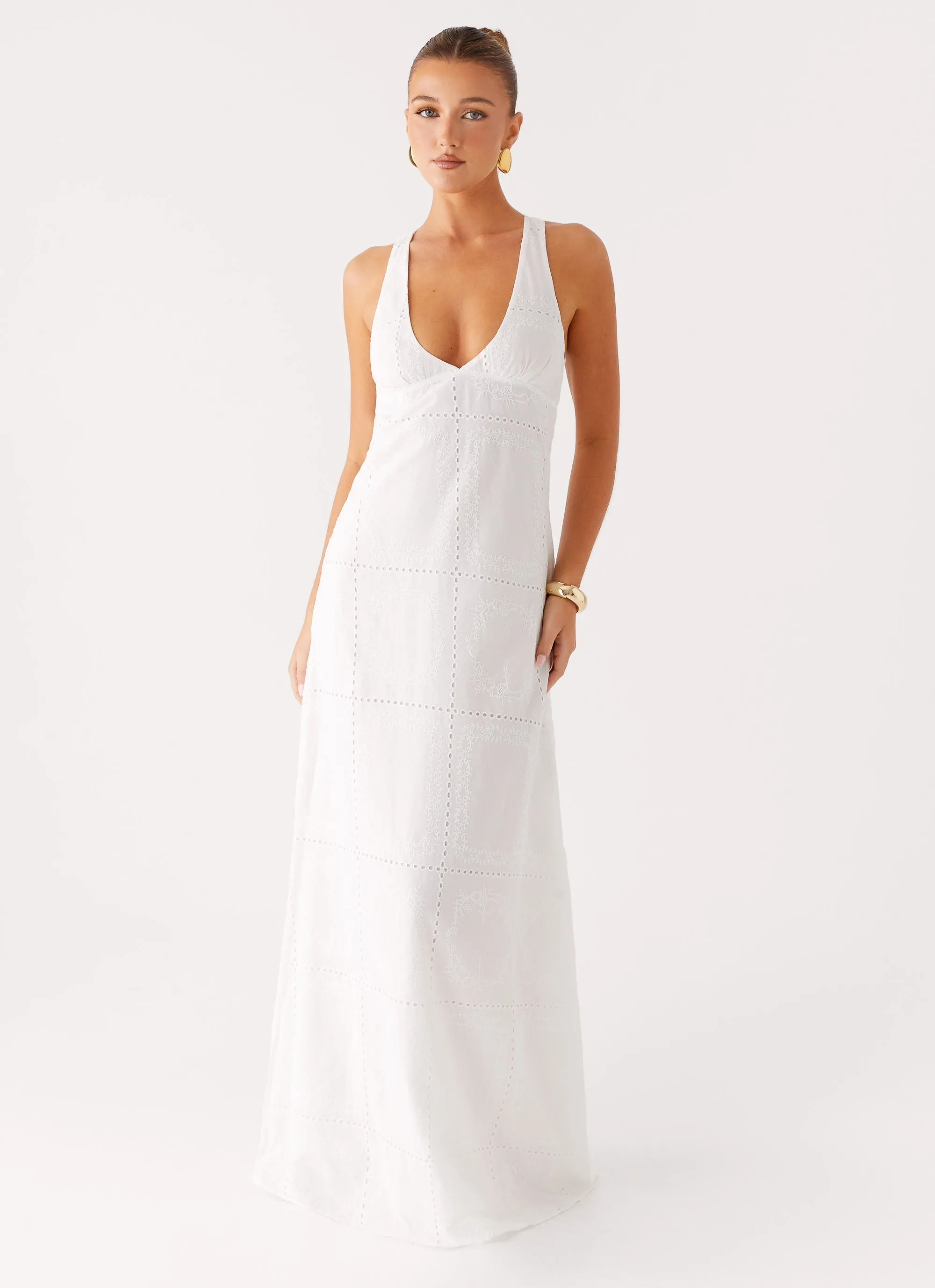Kiana Halter Maxi Dress - White Saturated Hue