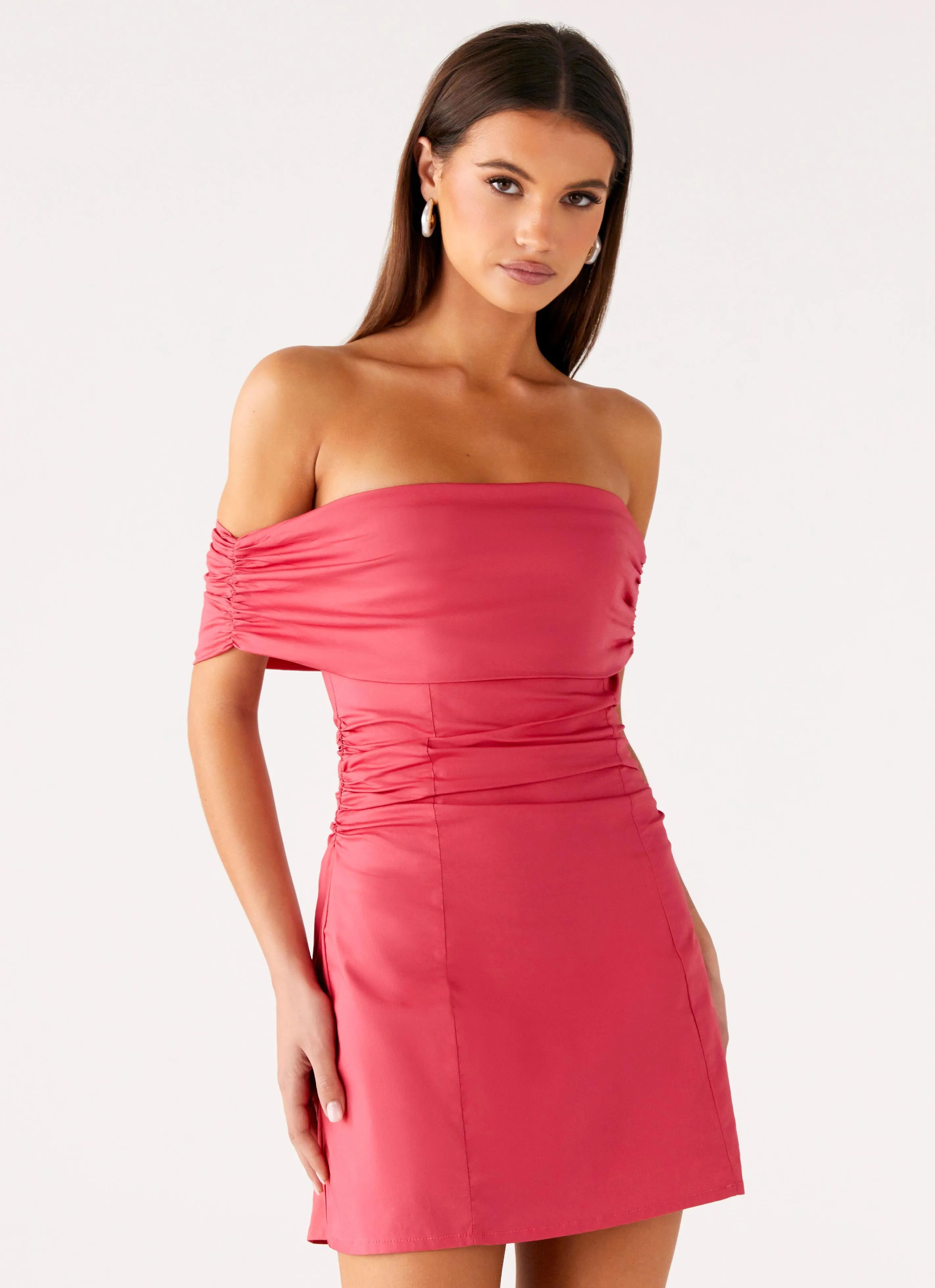 Kierra Mini Dress - Coral Wrap Closure Aesthetic Look